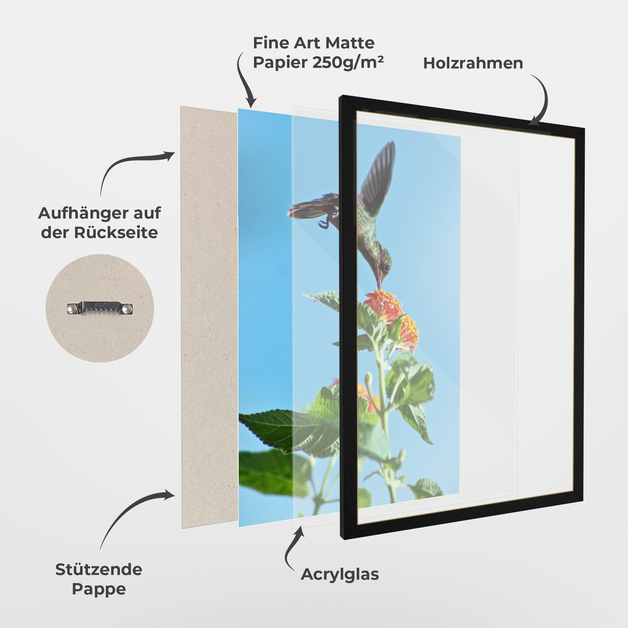 Gerahmte Poster Bird Exotic Flower mockup 1