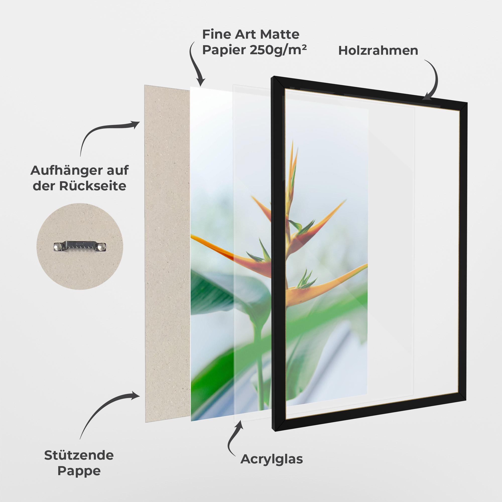 Gerahmte Poster Exotic Orange Green mockup 1