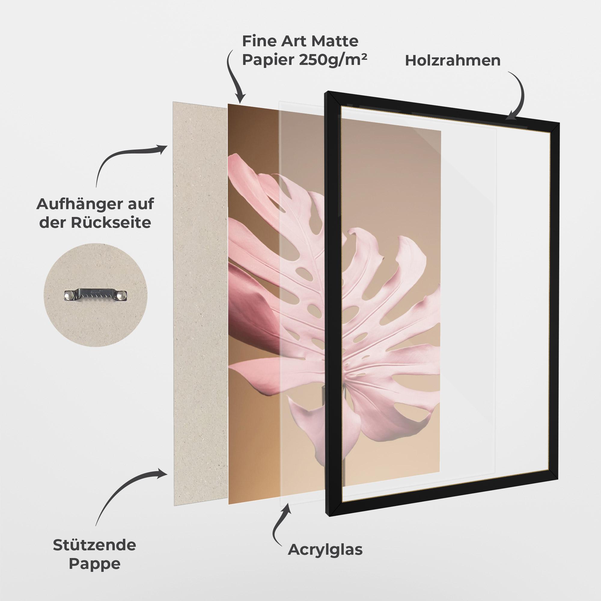 Gerahmte Poster Exotic Pink Leaf mockup 1