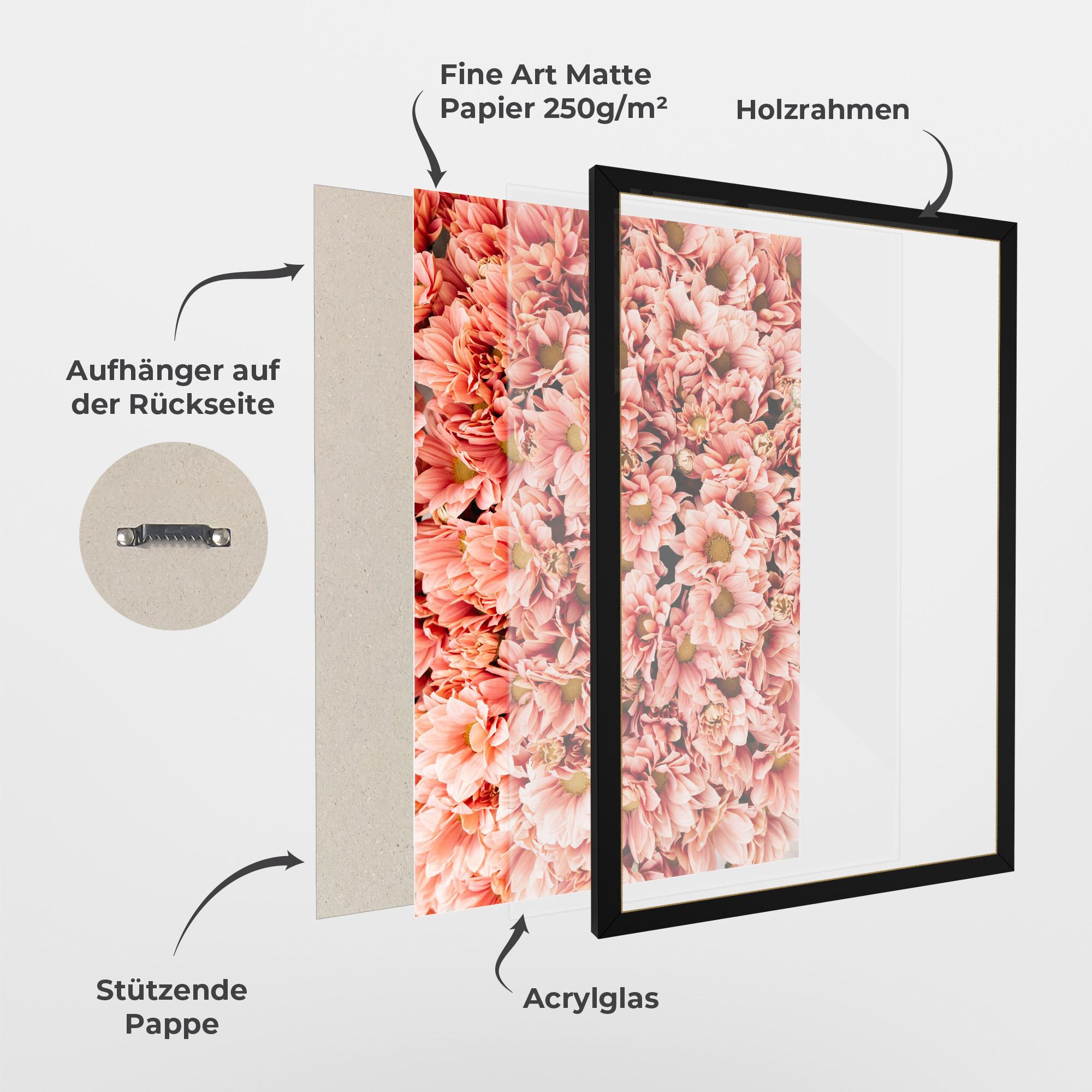 Gerahmte Poster Pink Flowers Bouquet mockup 1