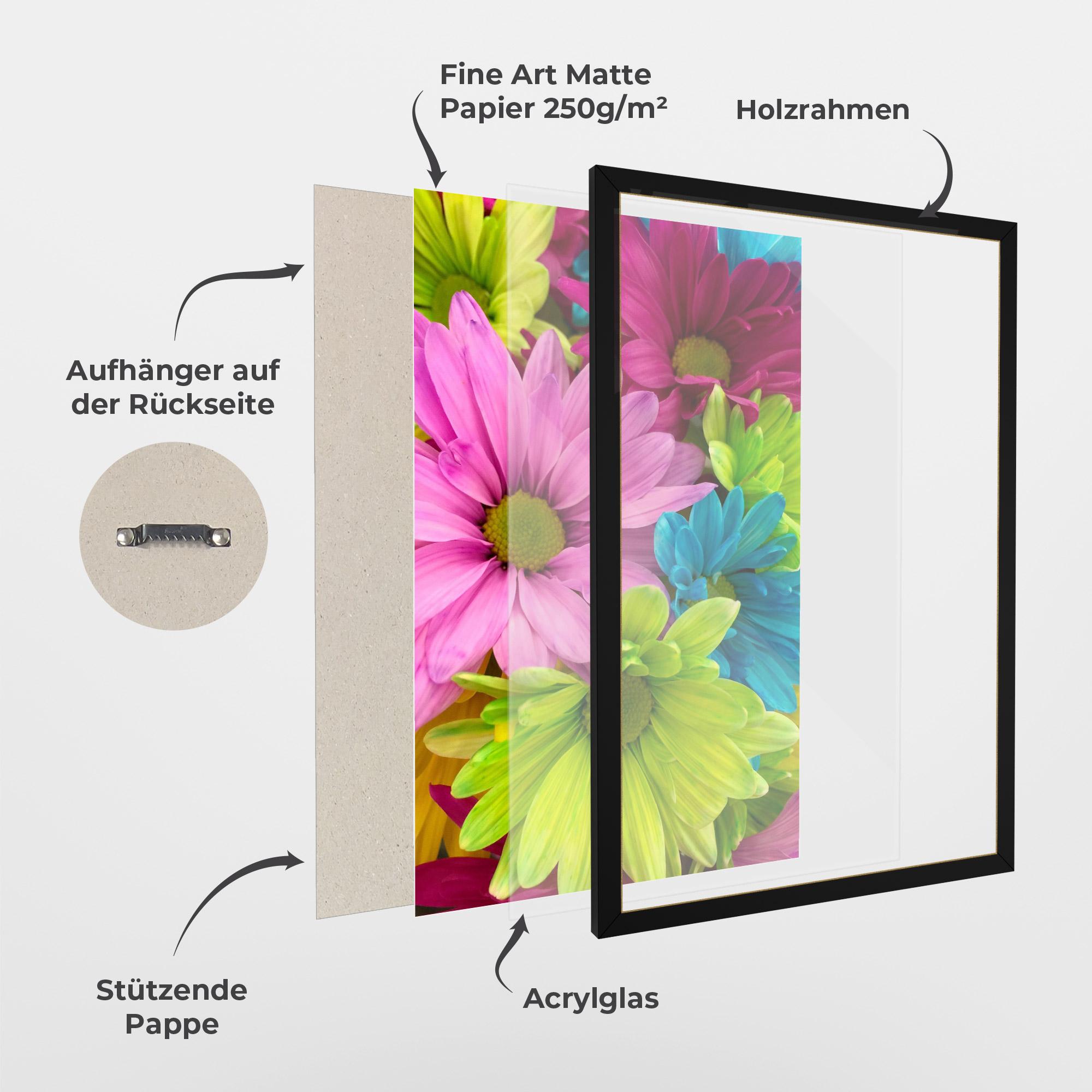 Gerahmte Poster Three Shades Of Flower mockup 1