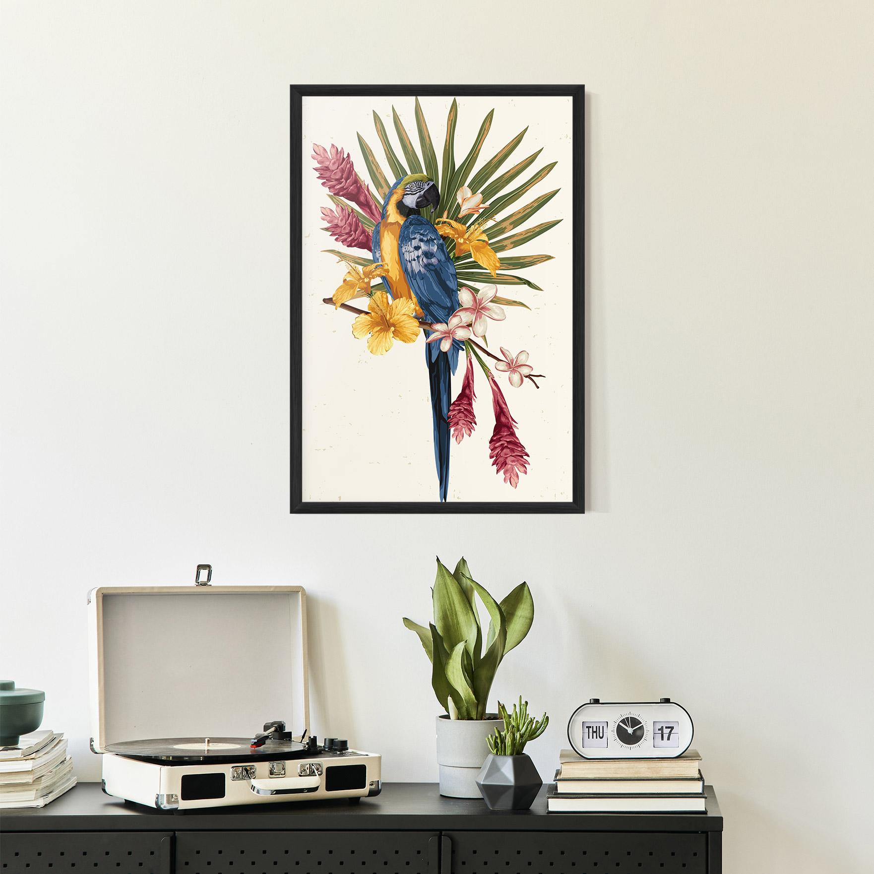 Gerahmte Poster Exotic Bird Flower mockup 2