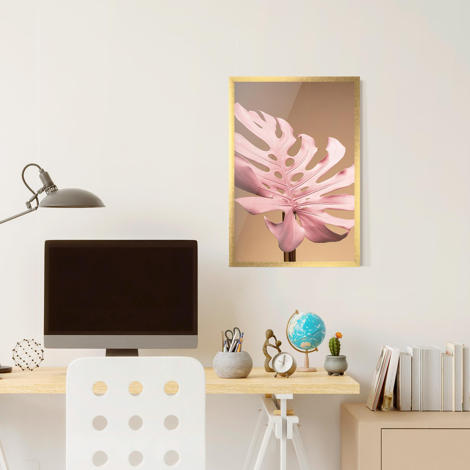 Gerahmte Poster Exotic Pink Leaf mockup 6