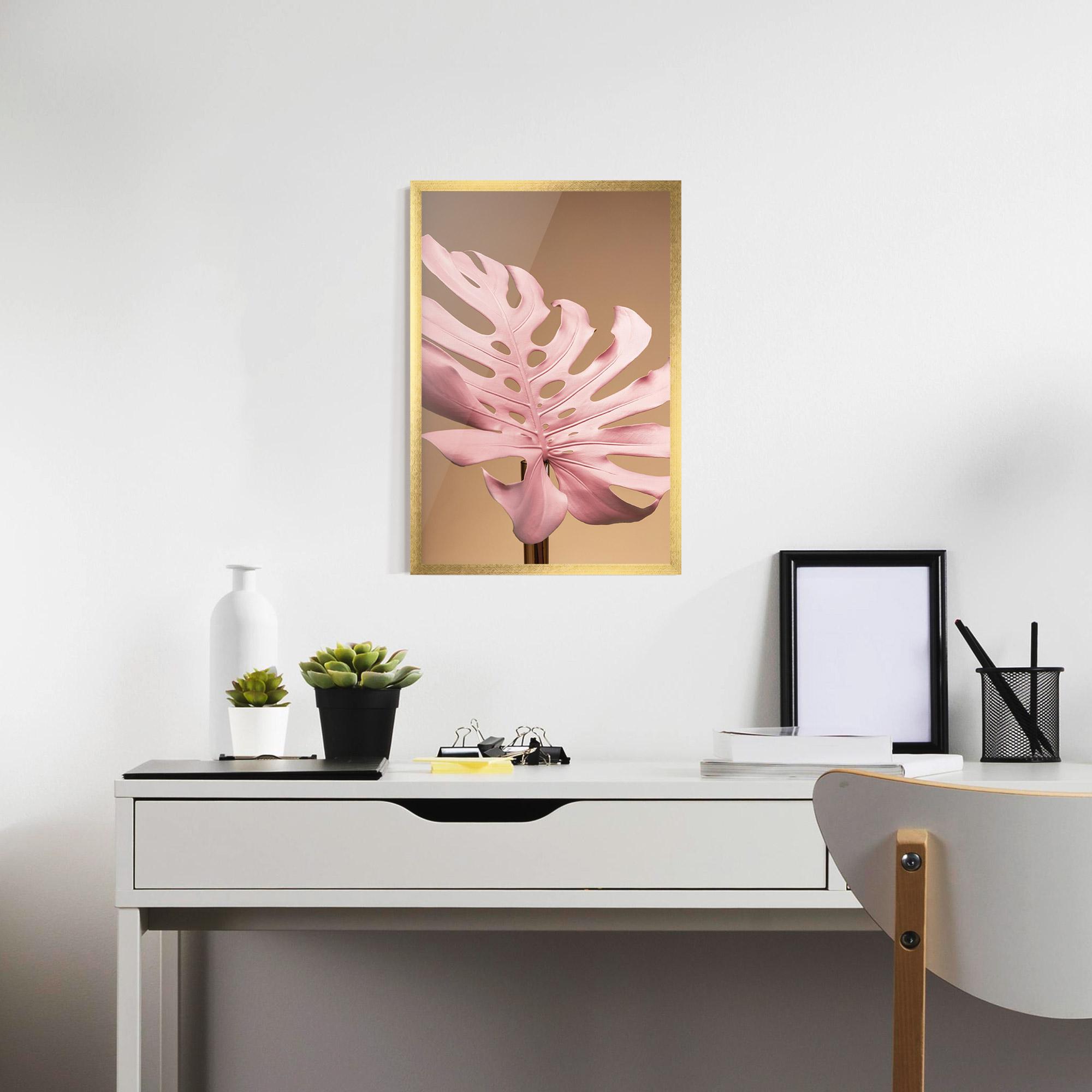 Gerahmte Poster Exotic Pink Leaf mockup 7
