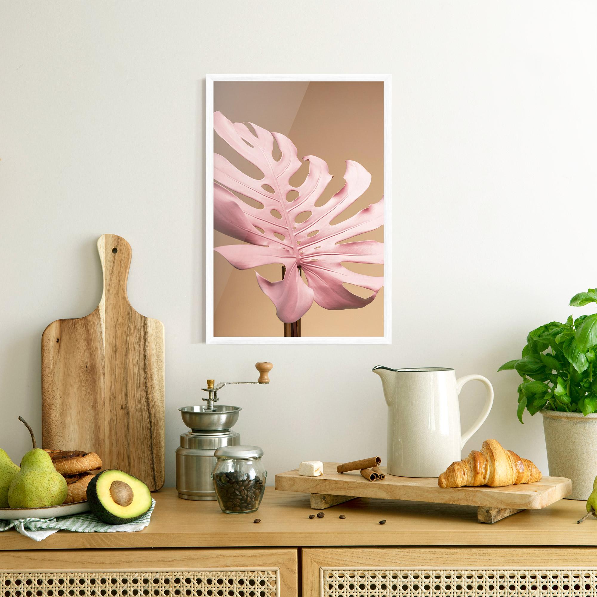 Gerahmte Poster Exotic Pink Leaf mockup 8