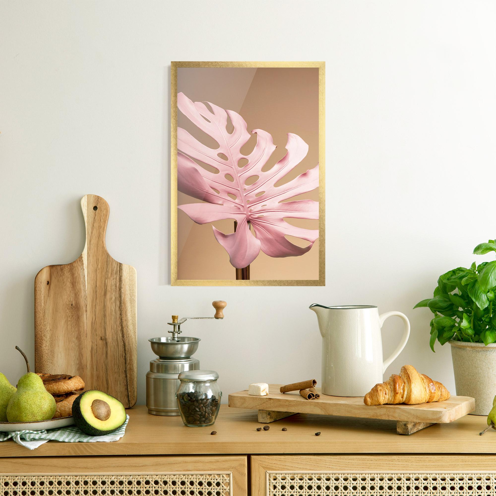 Gerahmte Poster Exotic Pink Leaf mockup 8