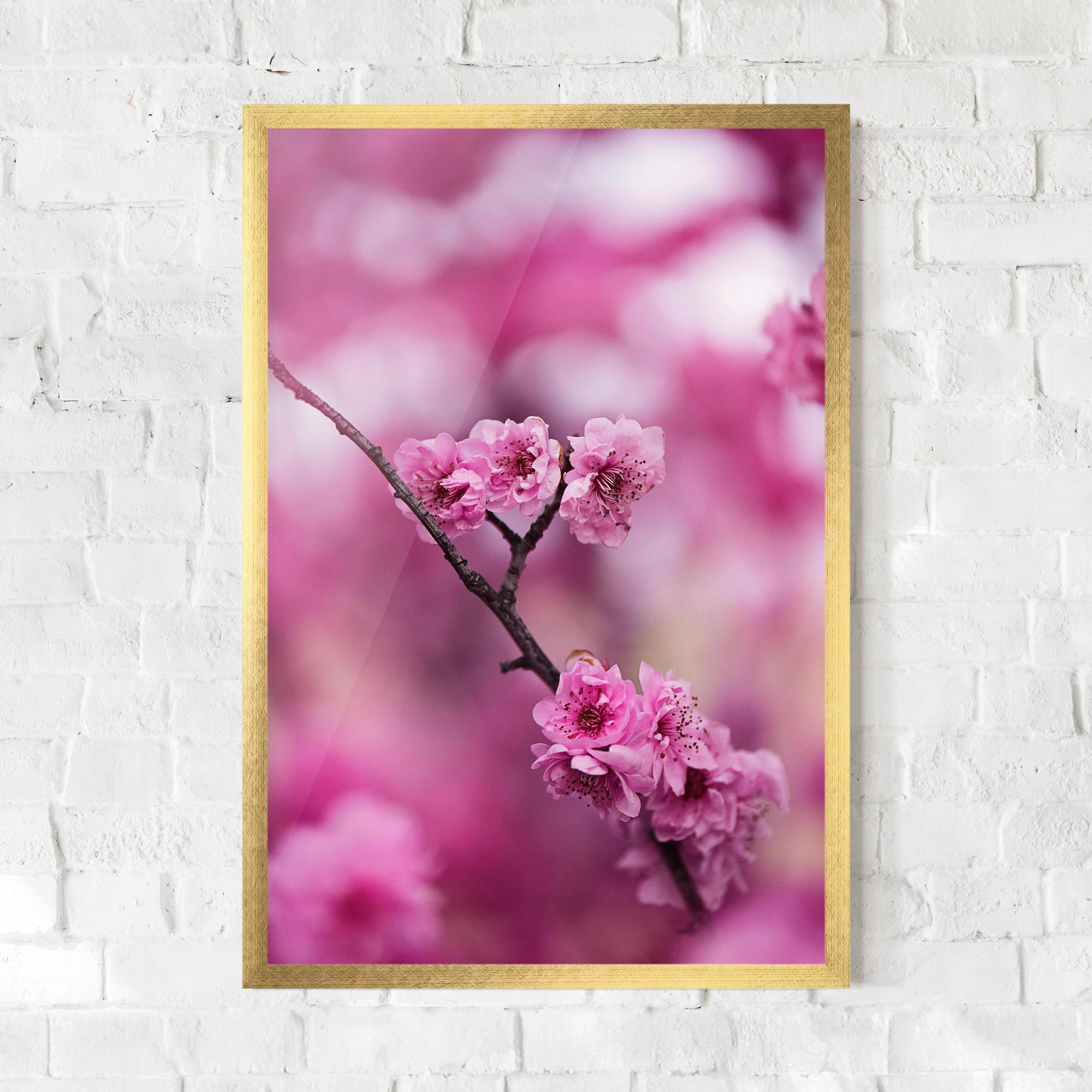Gerahmte Poster Pink Flower Tree mockup 0
