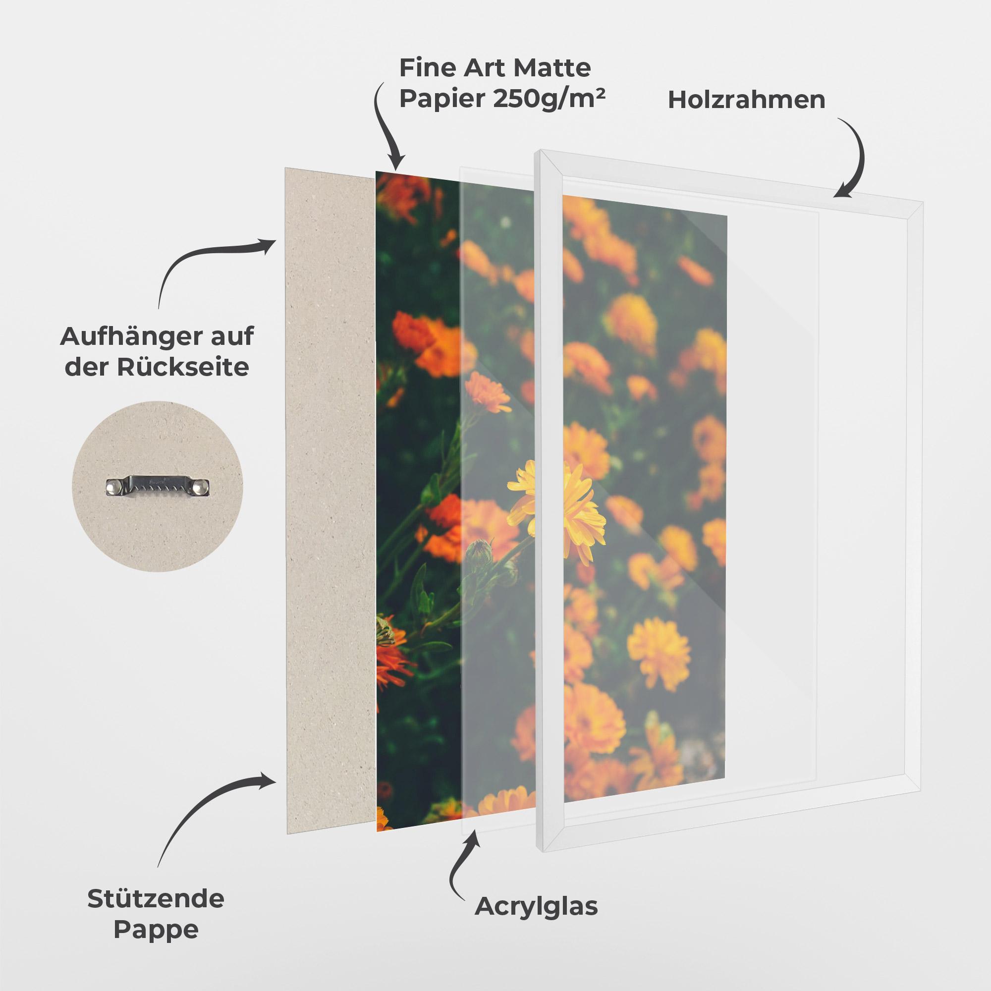 Gerahmte Poster Garden Orange Flowers mockup 1