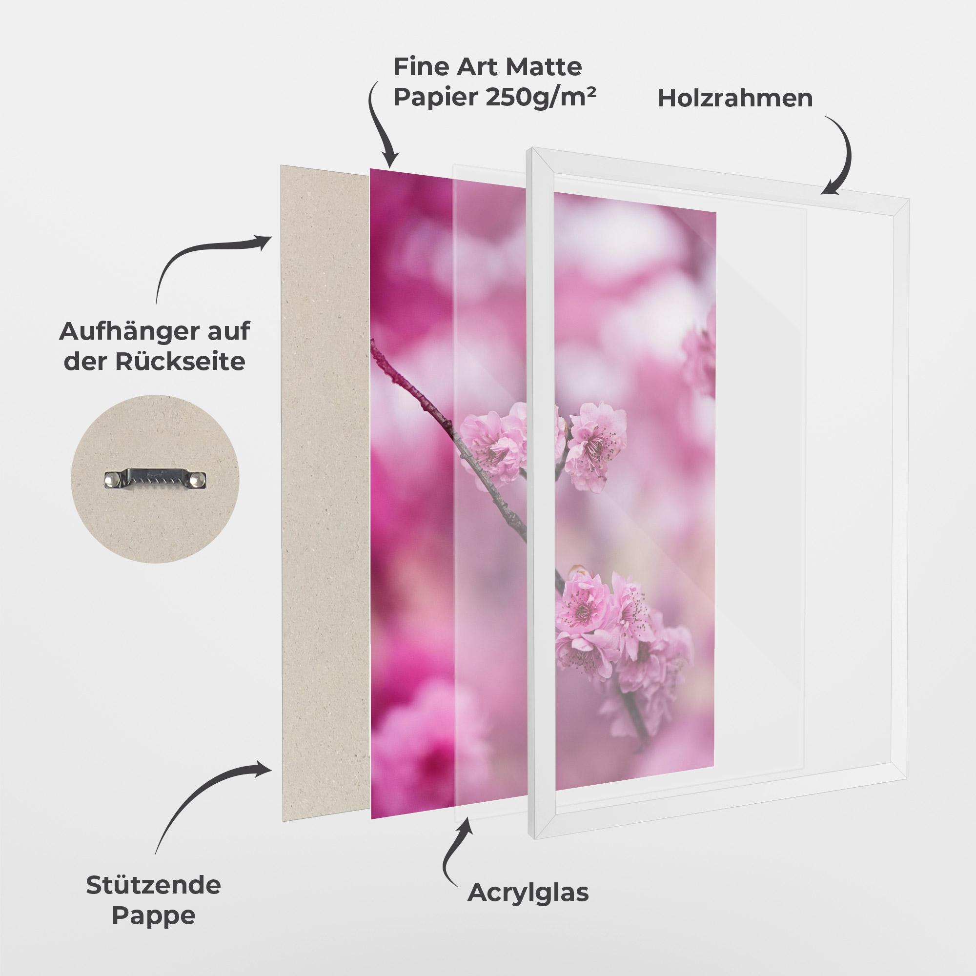 Gerahmte Poster Pink Flower Tree mockup 1