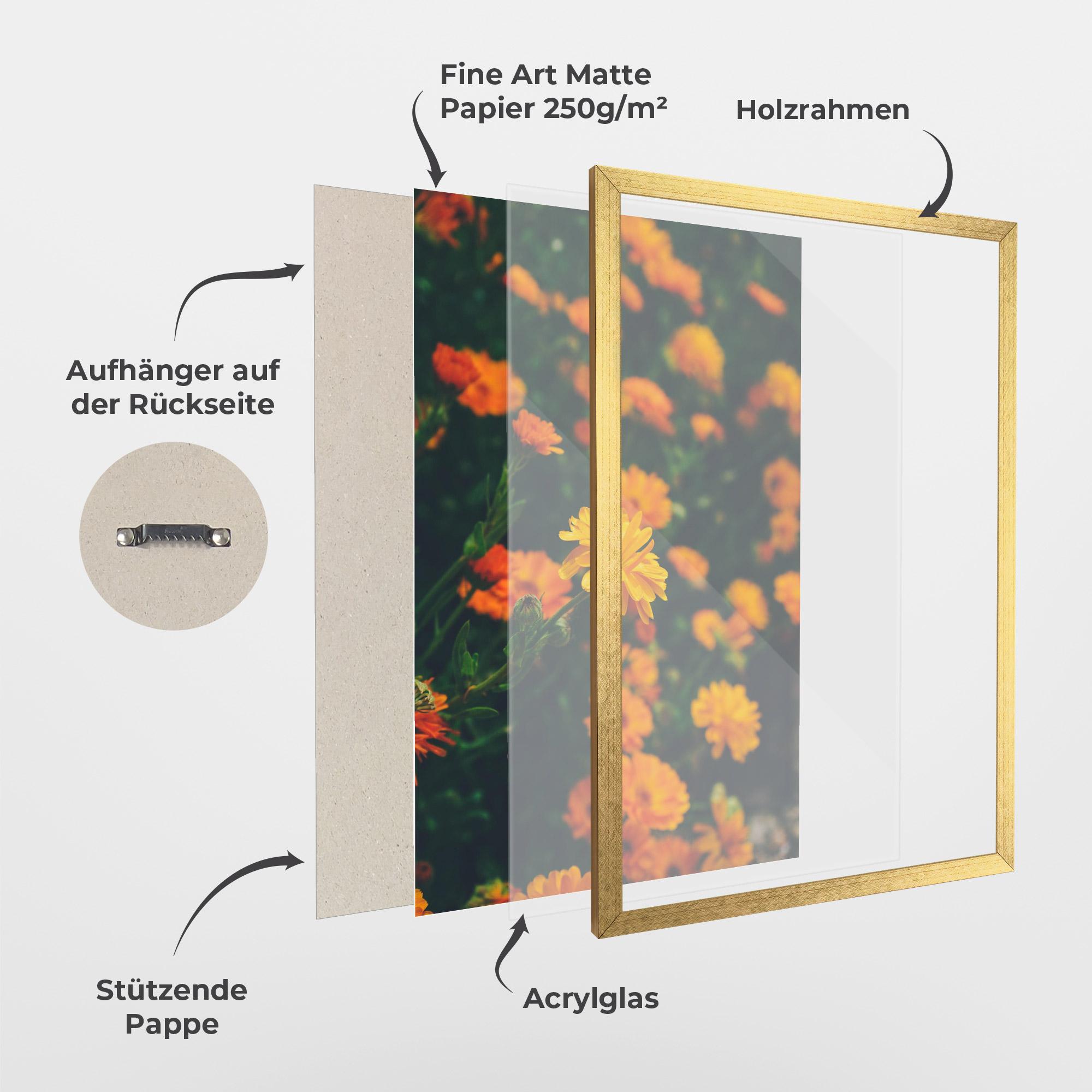 Gerahmte Poster Garden Orange Flowers mockup 1