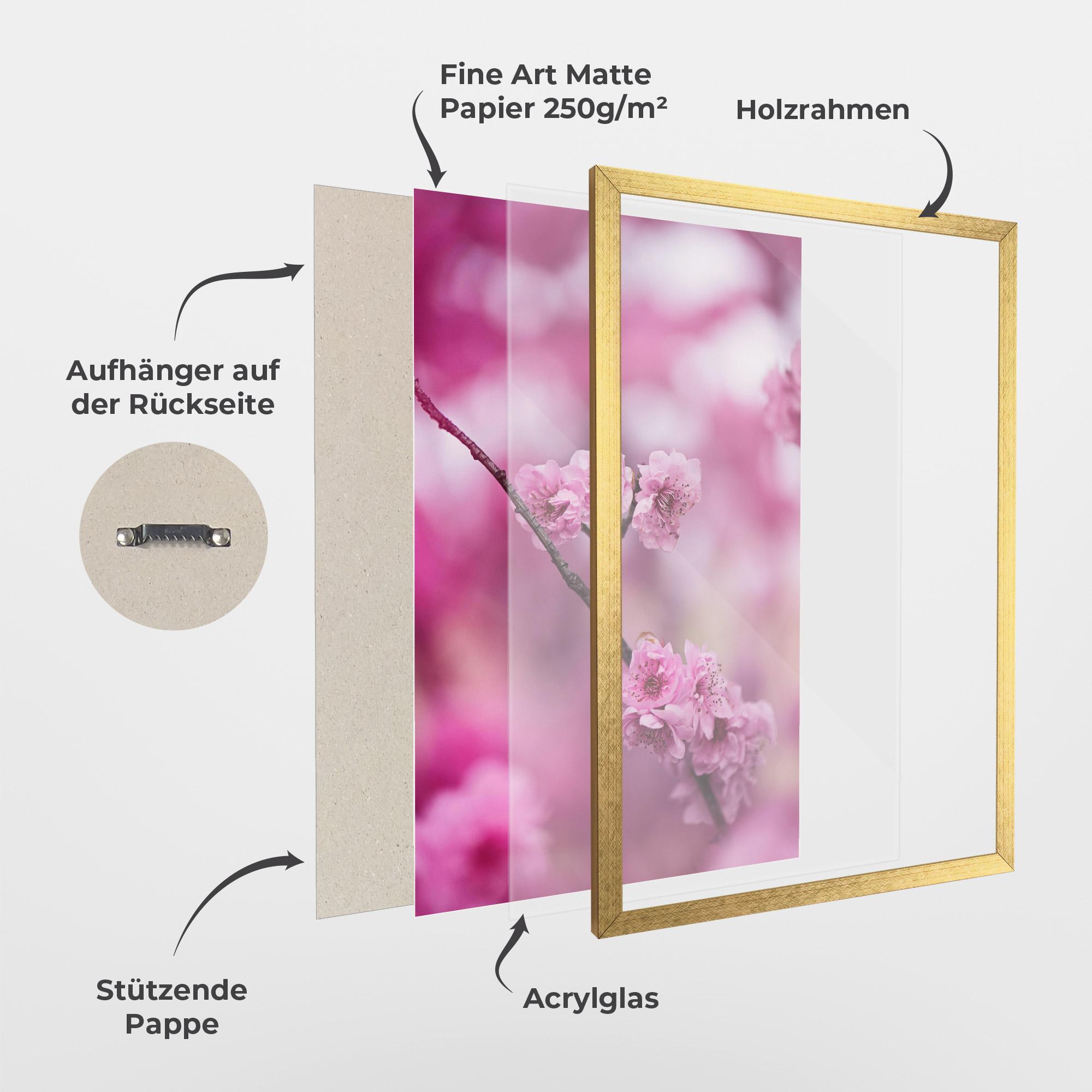 Gerahmte Poster Pink Flower Tree mockup 1