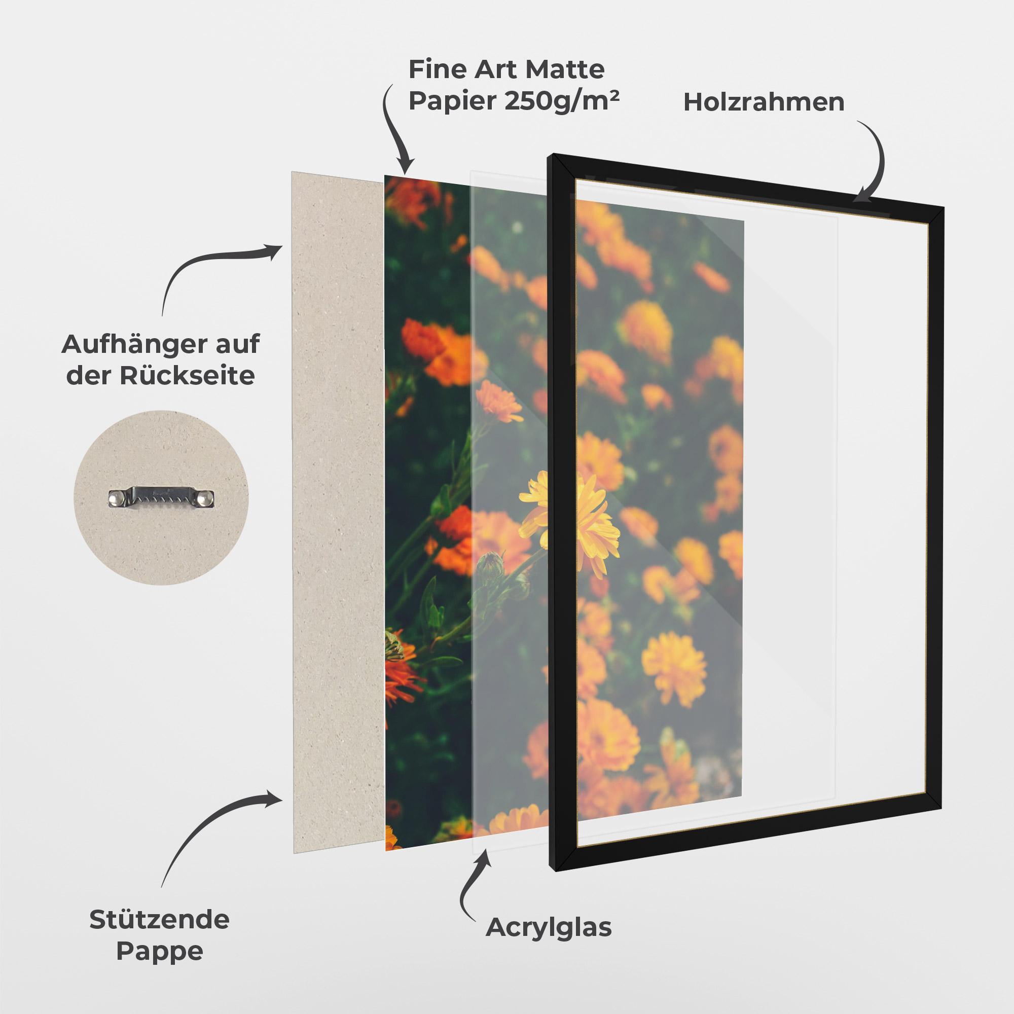 Gerahmte Poster Garden Orange Flowers mockup 1