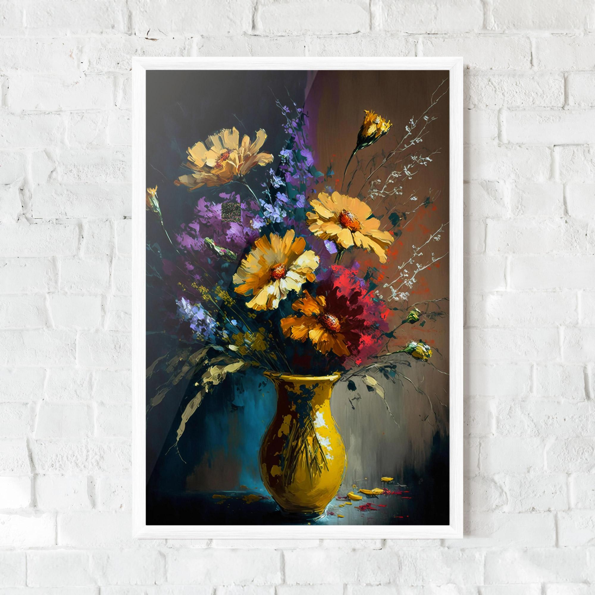 Gerahmte Poster Yellow Art Vase mockup 0