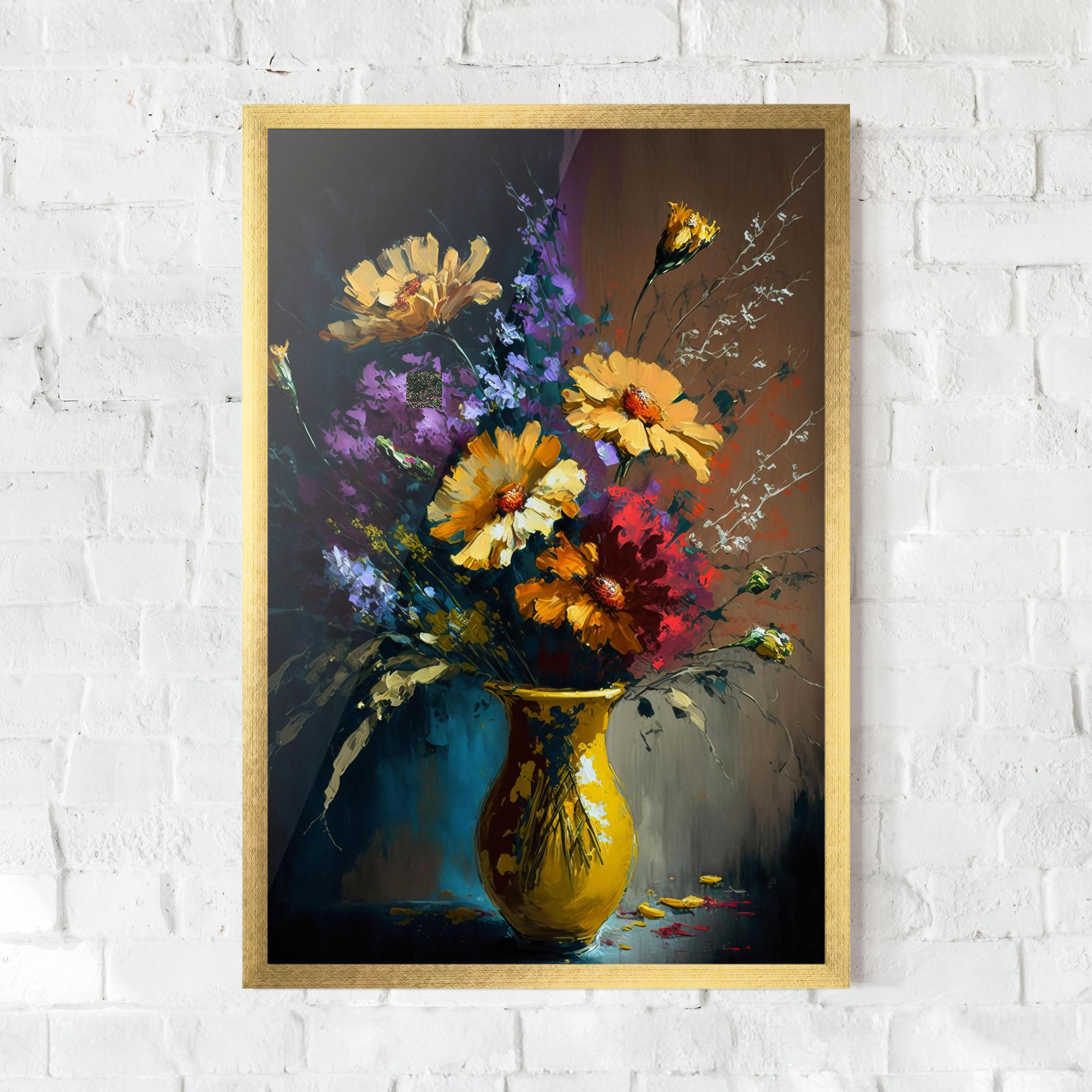Gerahmte Poster Yellow Art Vase mockup 0
