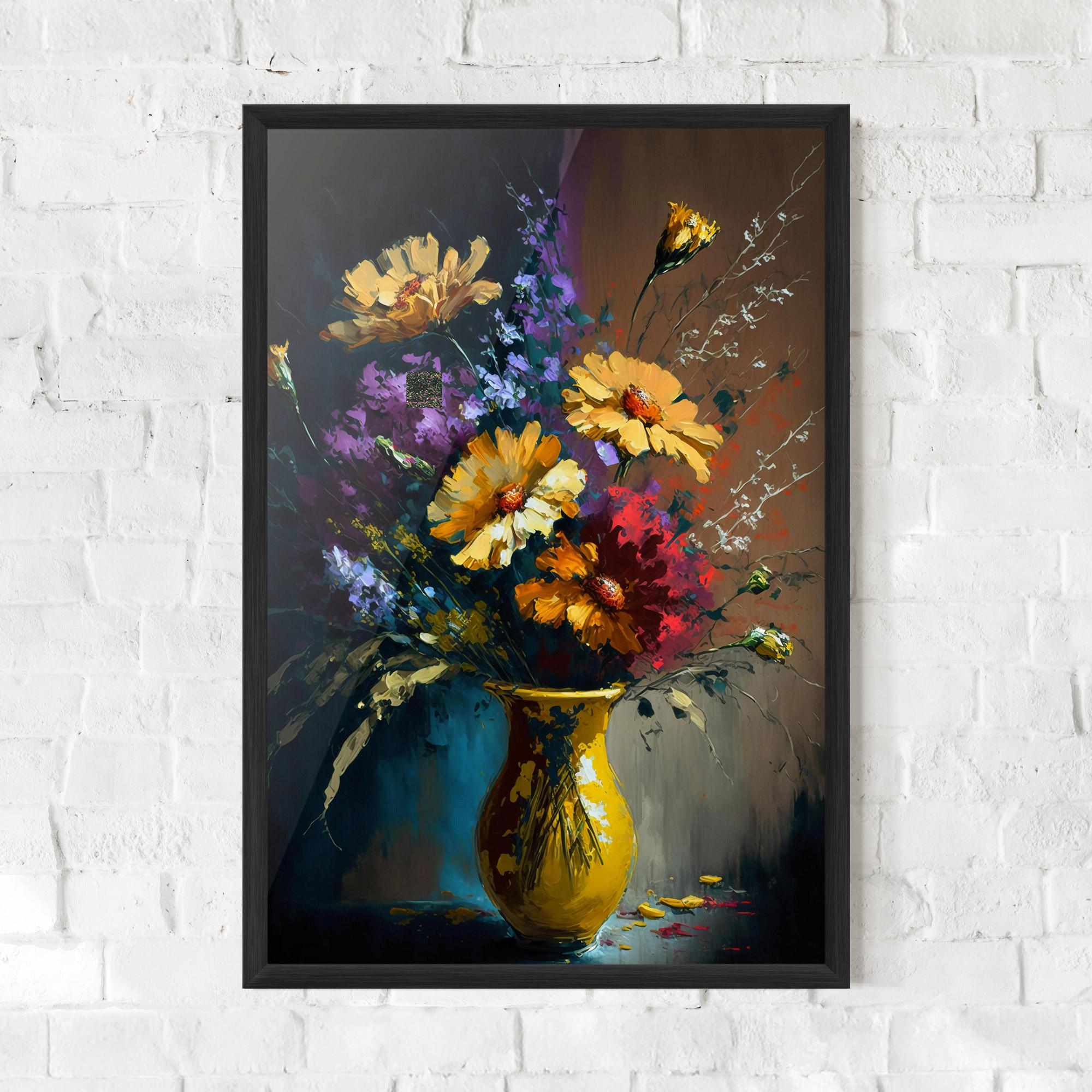 Gerahmte Poster Yellow Art Vase mockup 0