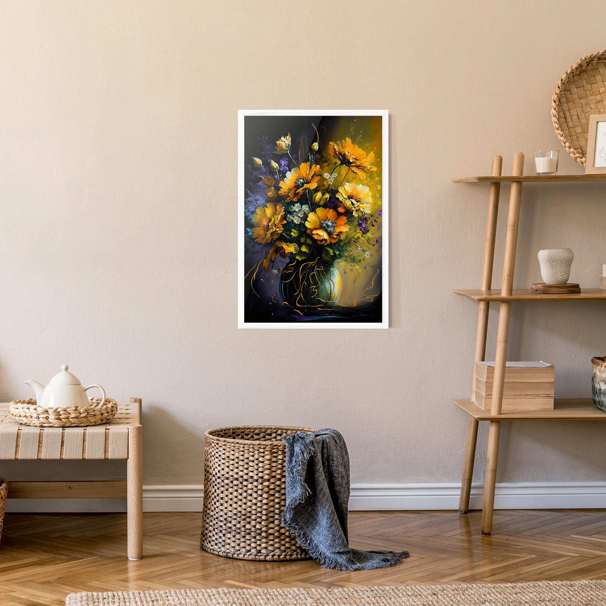 Gerahmte Poster Yellow Flower Art Vase mockup 9
