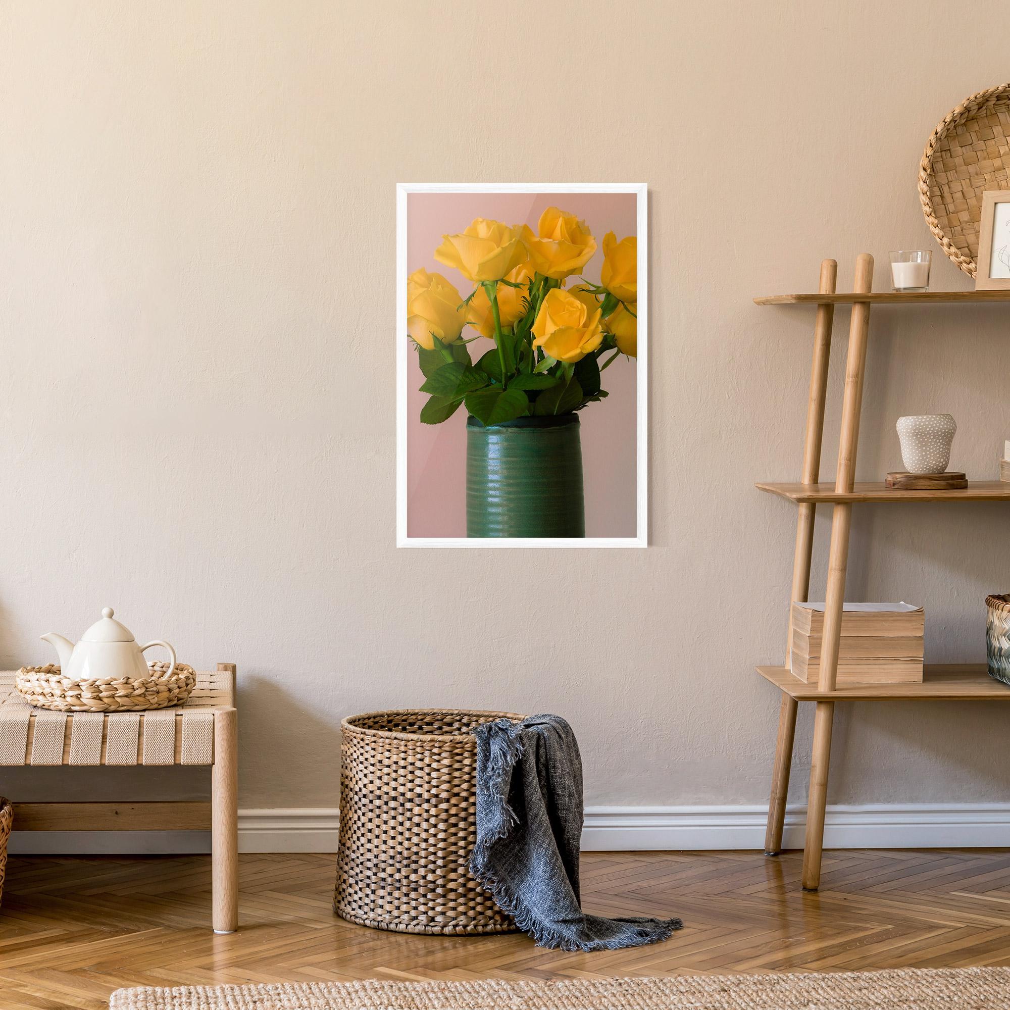 Gerahmte Poster Yellow Roses Vase mockup 9