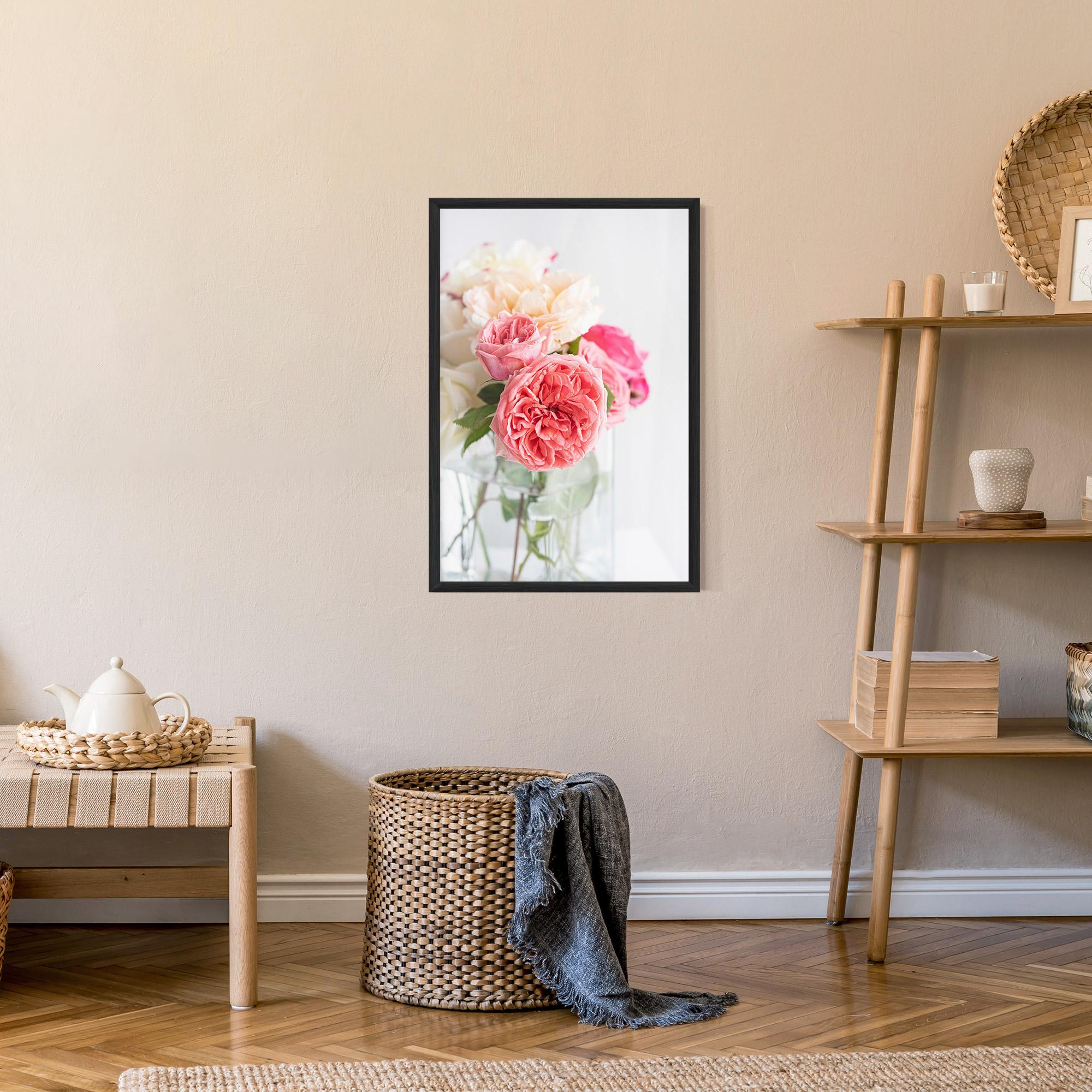Gerahmte Poster Pink Rose Vase mockup 9
