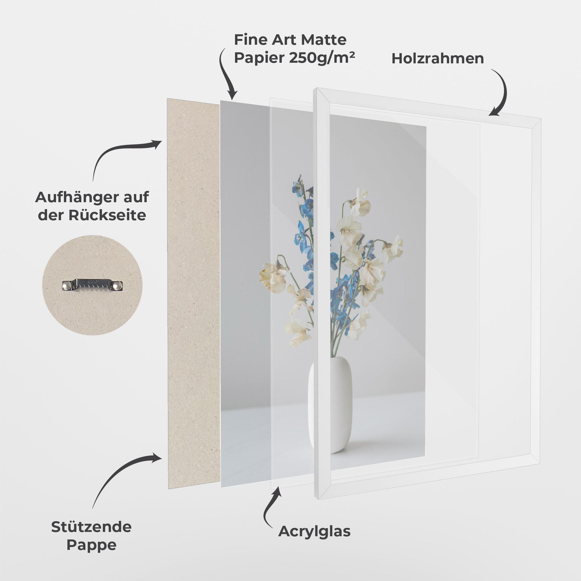 Gerahmte Poster Blue White Vase mockup 1