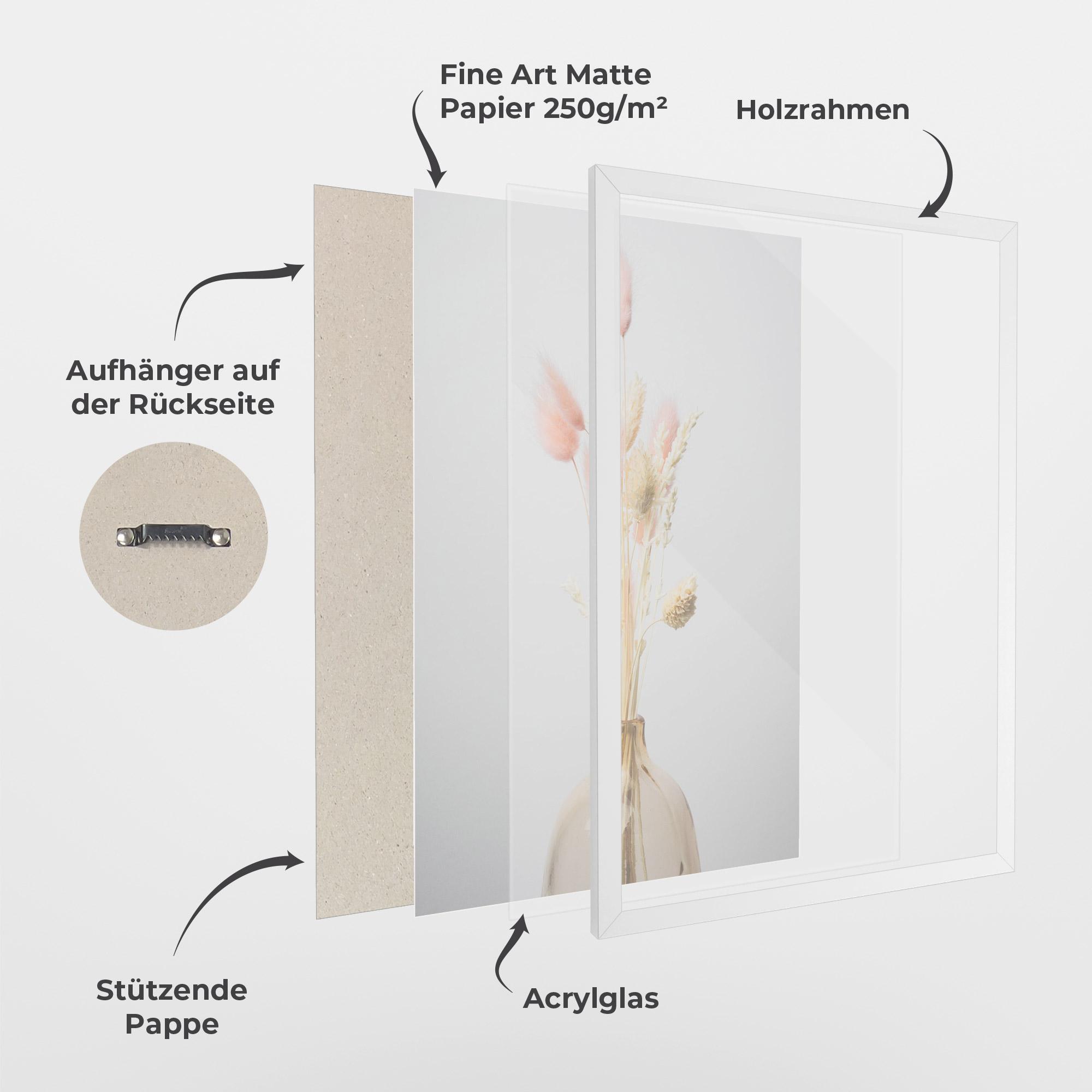 Gerahmte Poster Pink Cream Flower Vase mockup 1