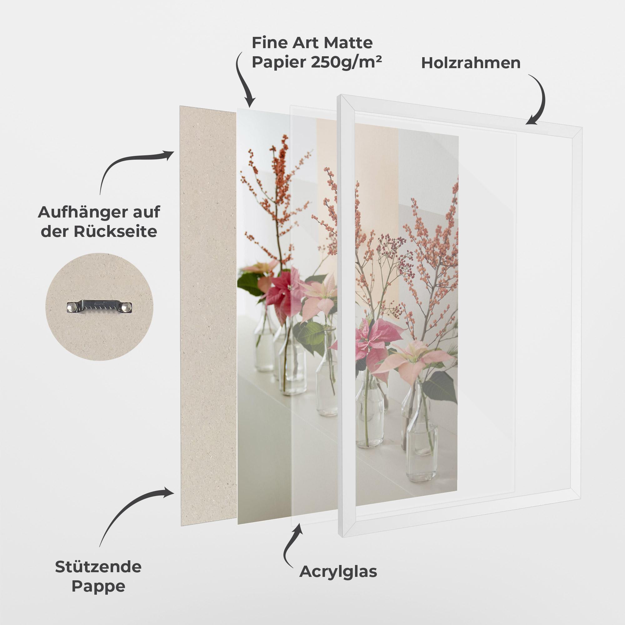 Gerahmte Poster Pink Red Flower Vase mockup 1