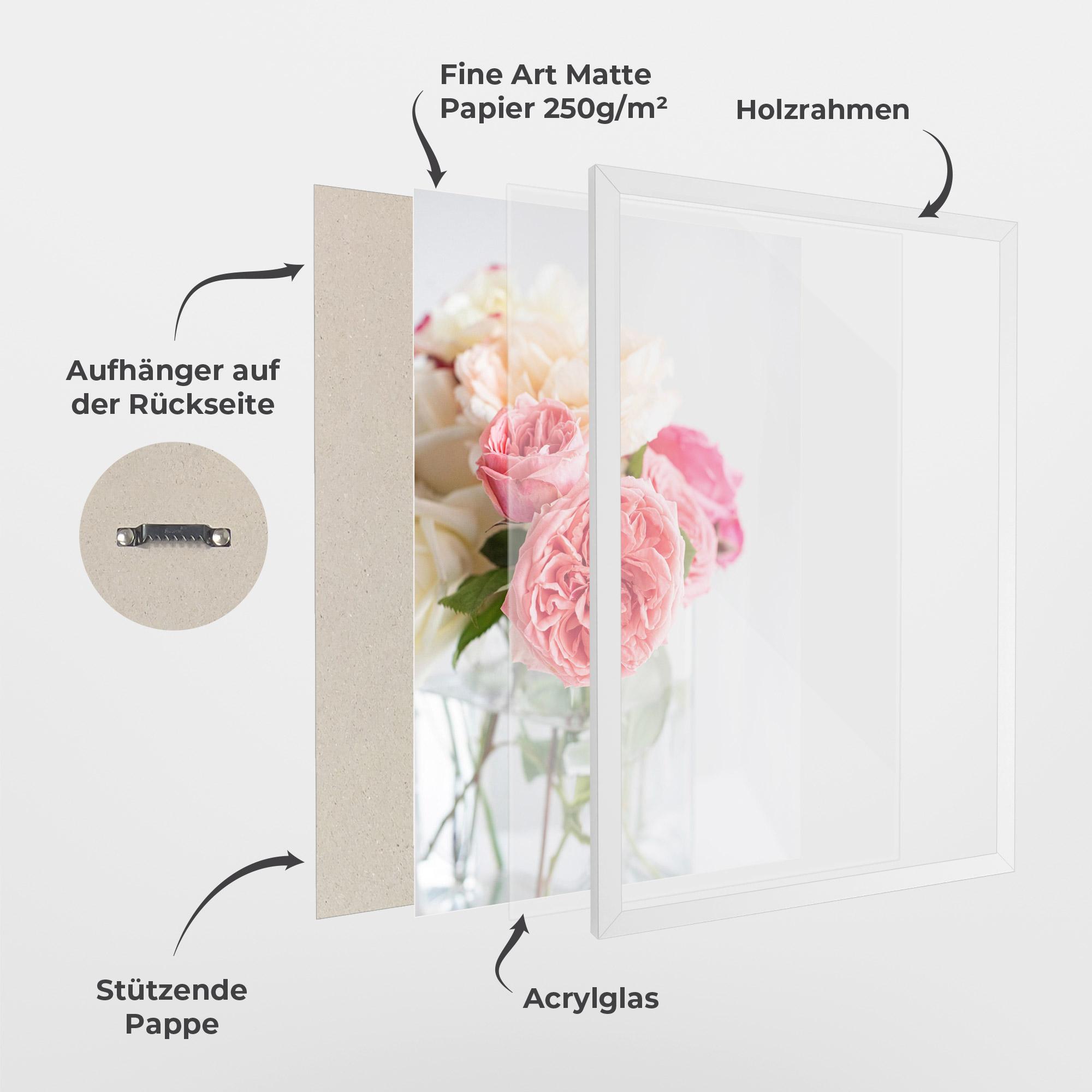 Gerahmte Poster Pink Rose Vase mockup 1