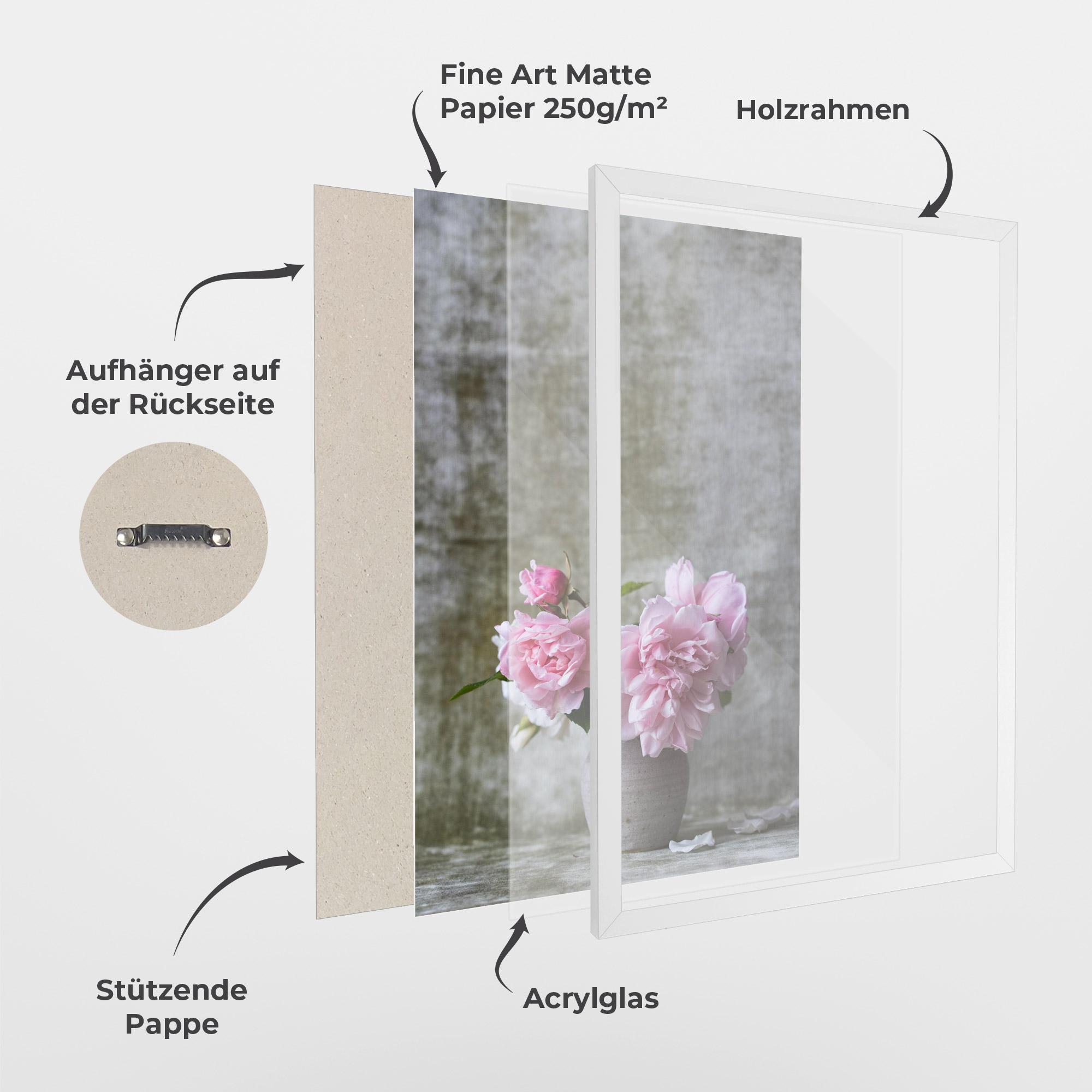 Gerahmte Poster Rose Vase mockup 1