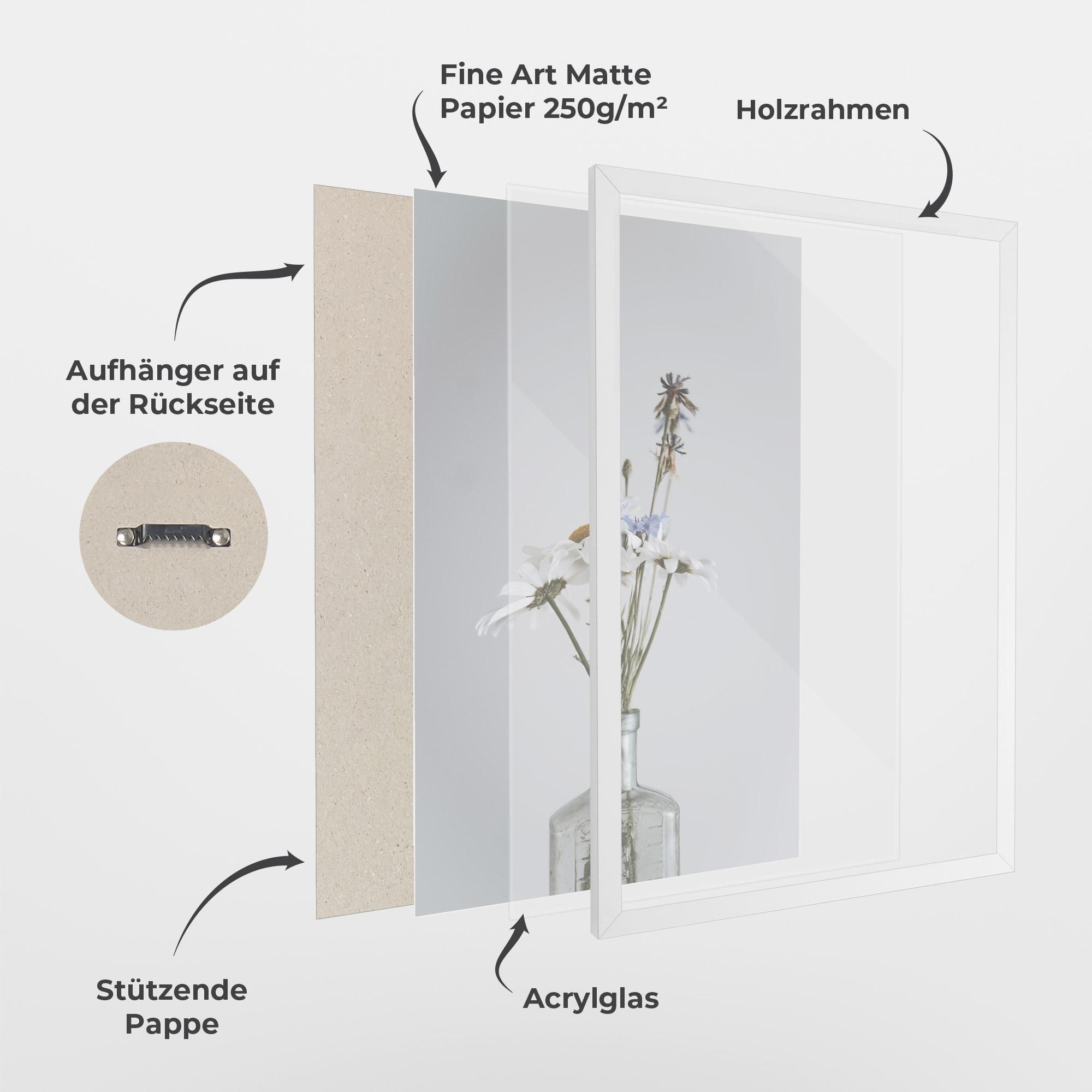 Gerahmte Poster White Flower Vase mockup 1