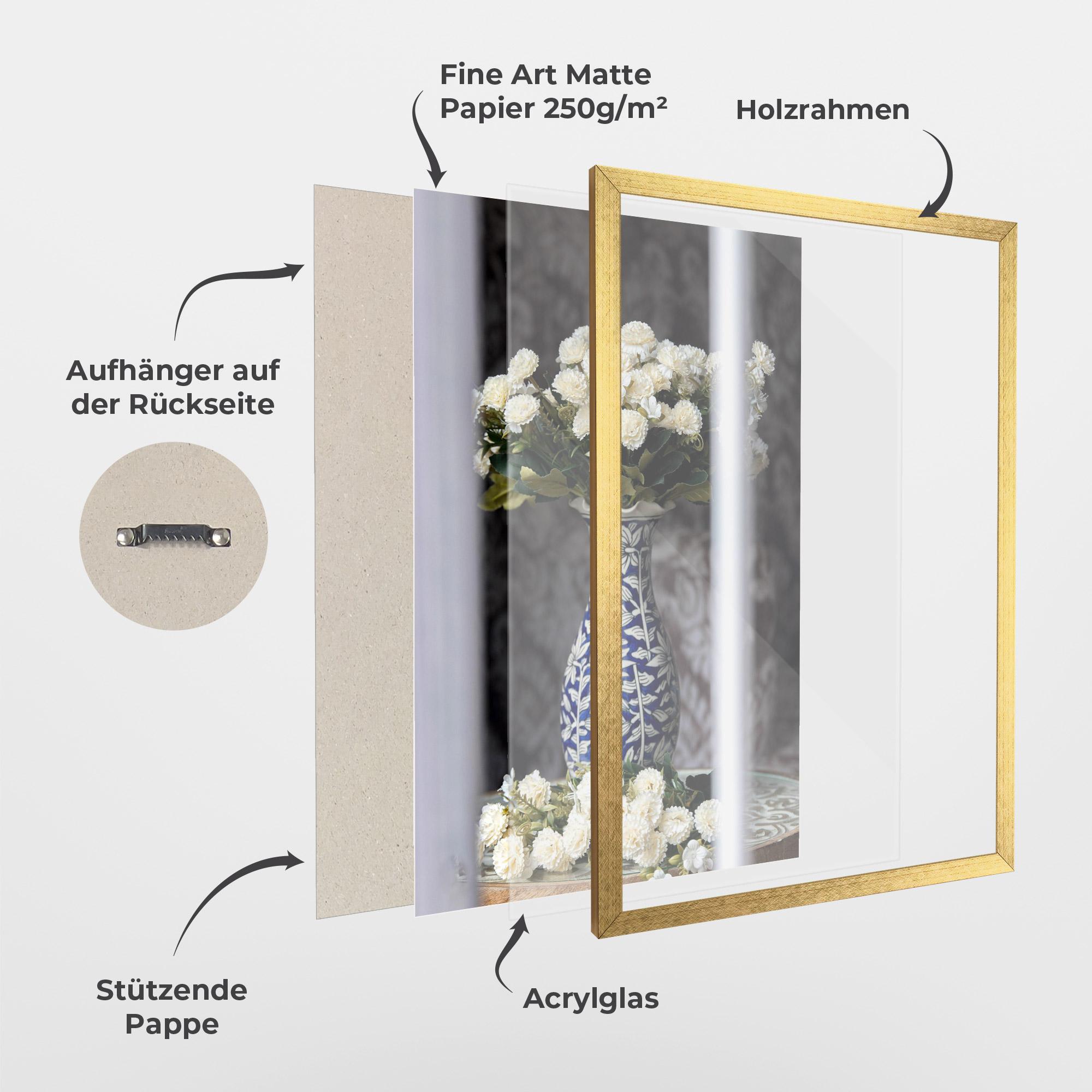 Gerahmte Poster Blue Patern Vase mockup 1