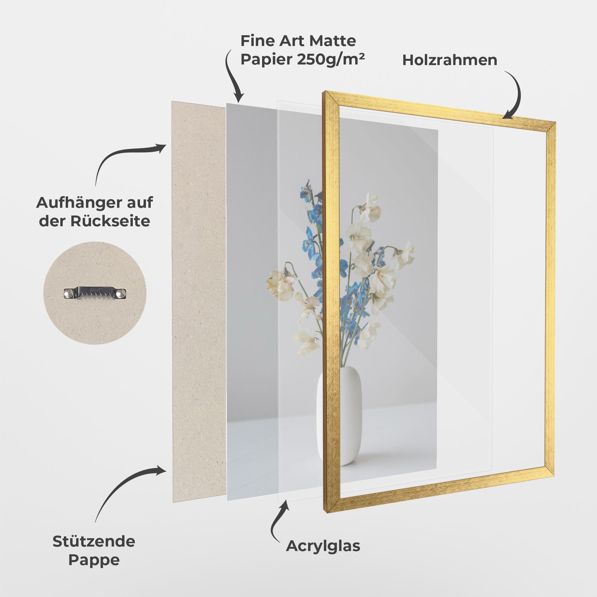 Gerahmte Poster Blue White Vase mockup 1