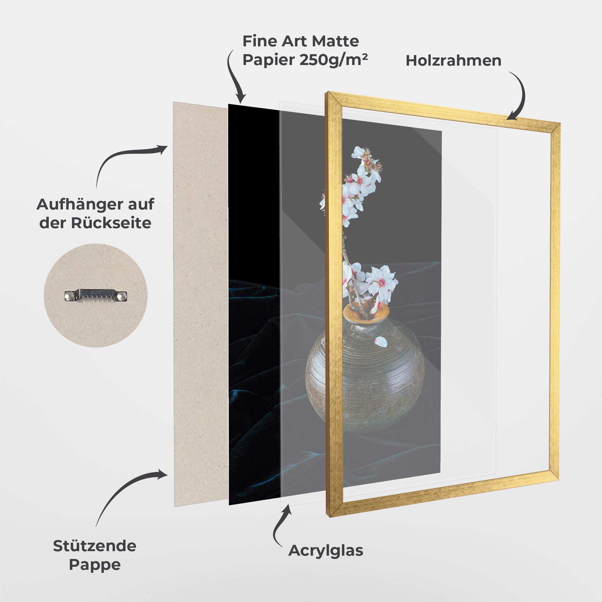 Gerahmte Poster Brown Vase Flowers mockup 1