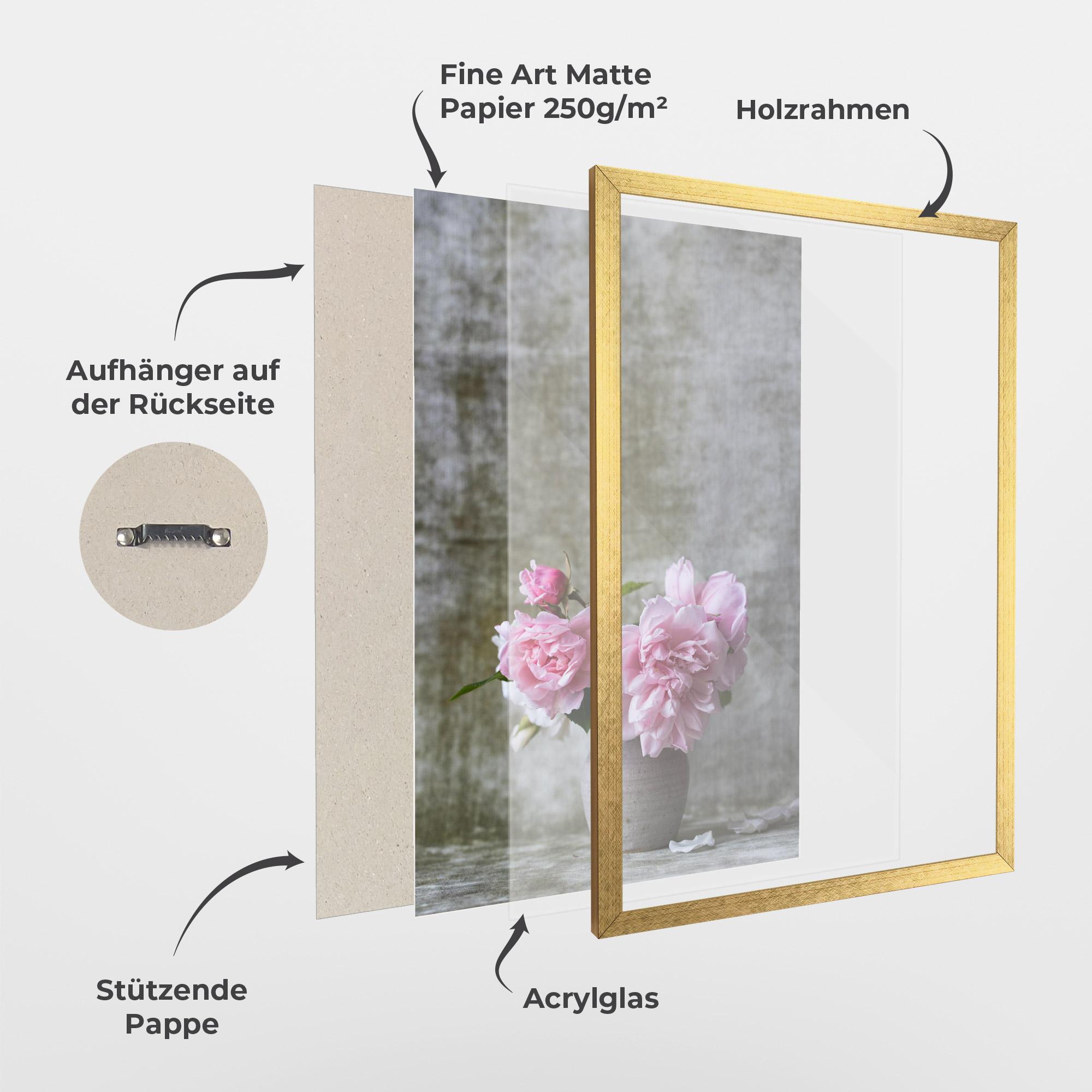 Gerahmte Poster Rose Vase mockup 1