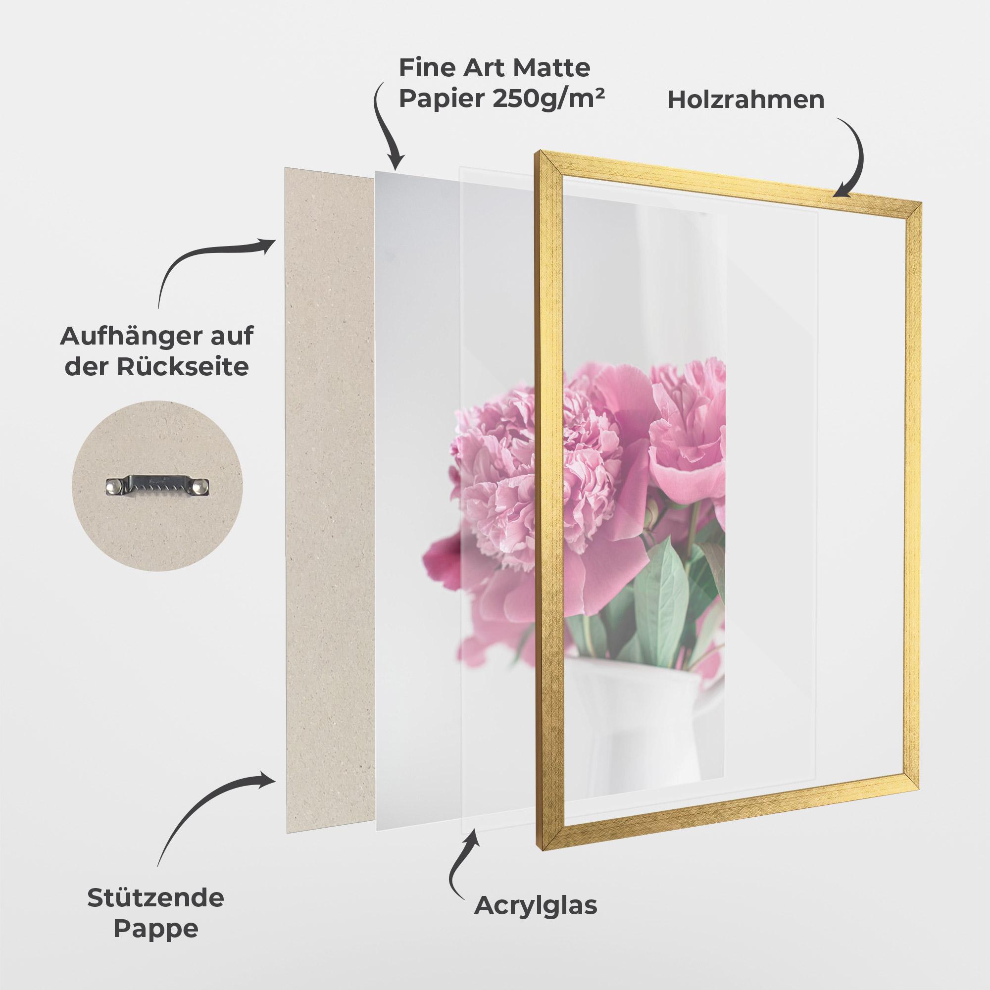 Gerahmte Poster White Vase Pink mockup 1