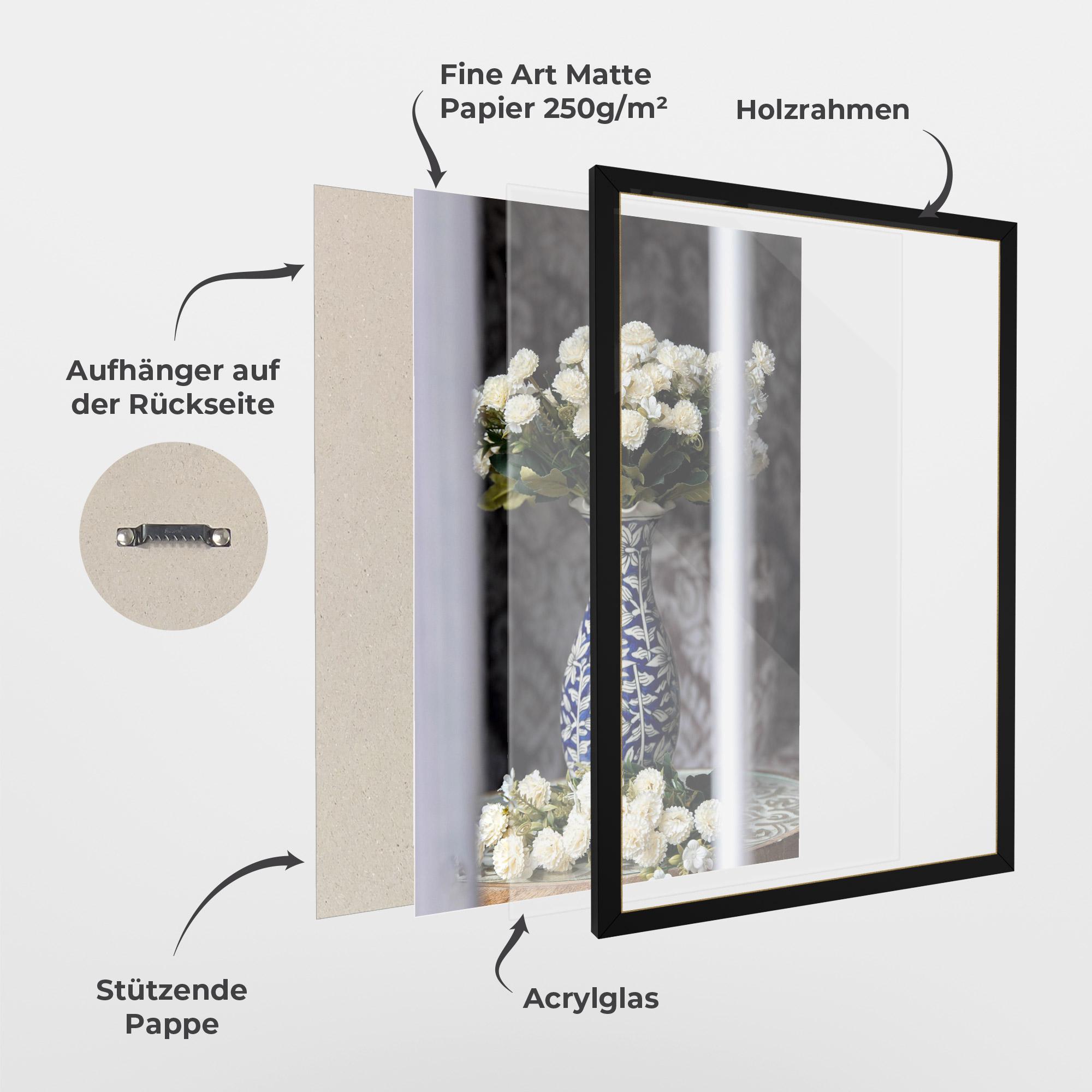 Gerahmte Poster Blue Patern Vase mockup 1