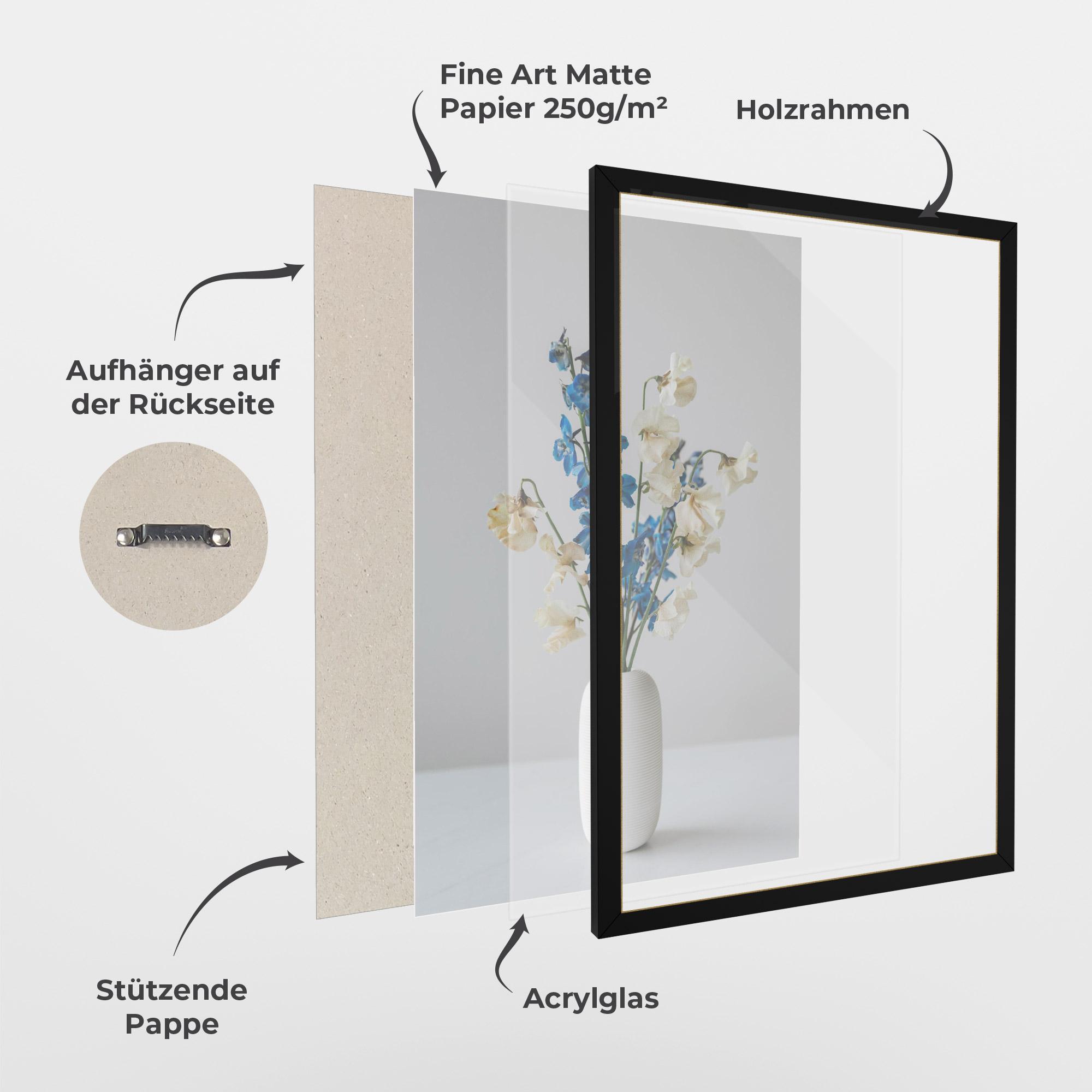 Gerahmte Poster Blue White Vase mockup 1