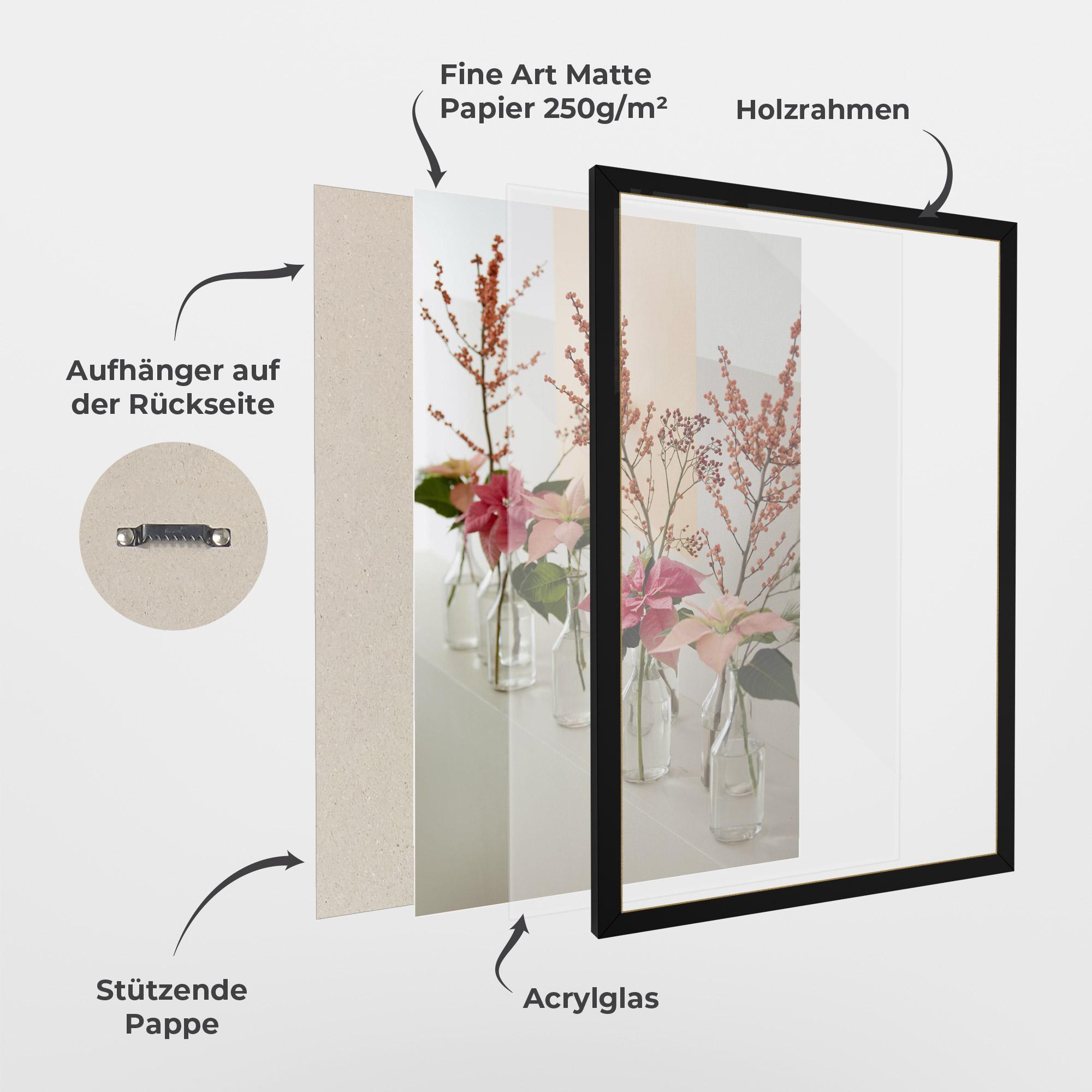 Gerahmte Poster Pink Red Flower Vase mockup 1