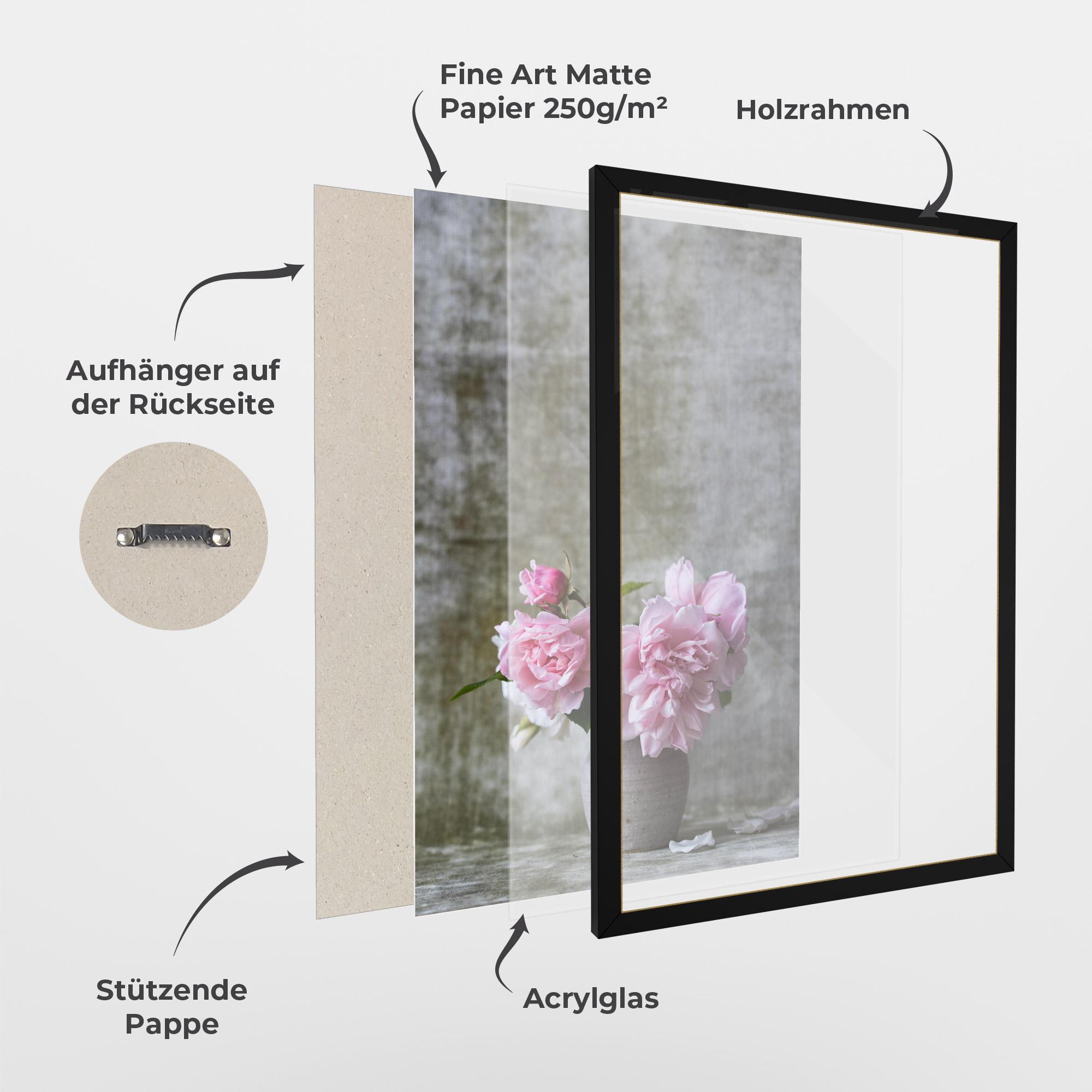 Gerahmte Poster Rose Vase mockup 1