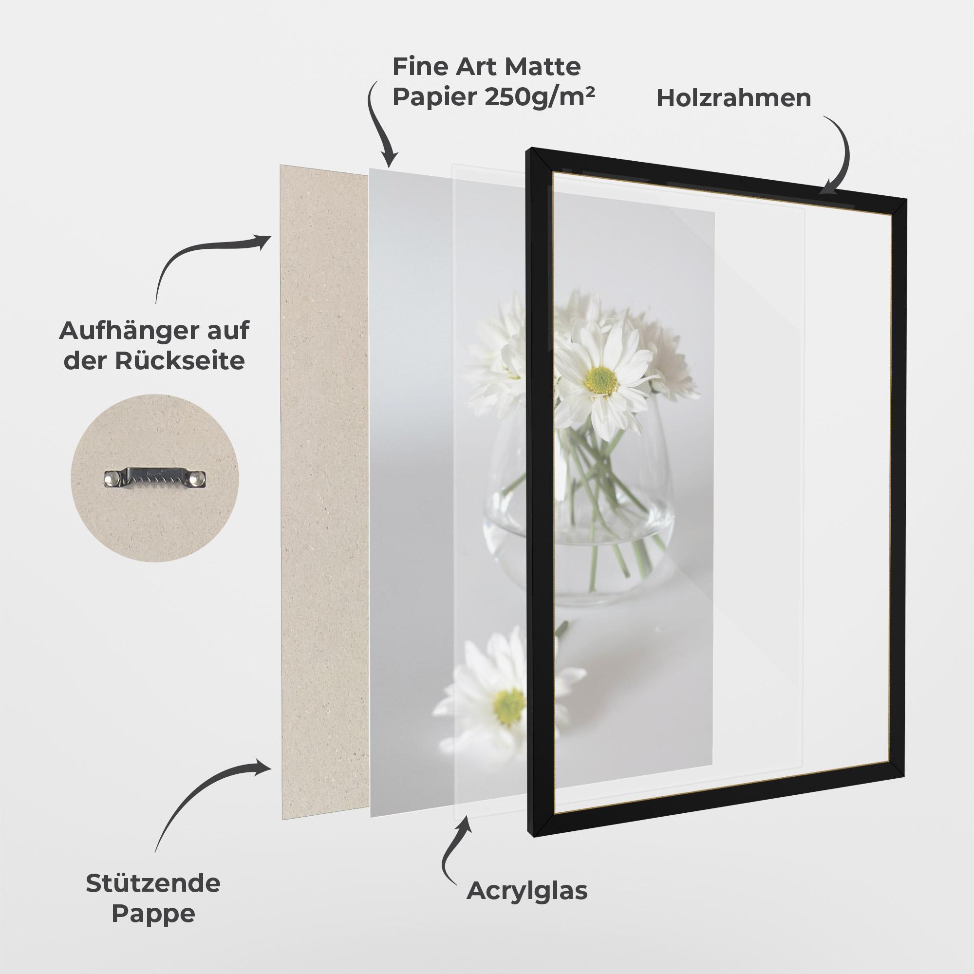 Gerahmte Poster Transparent Vase mockup 1
