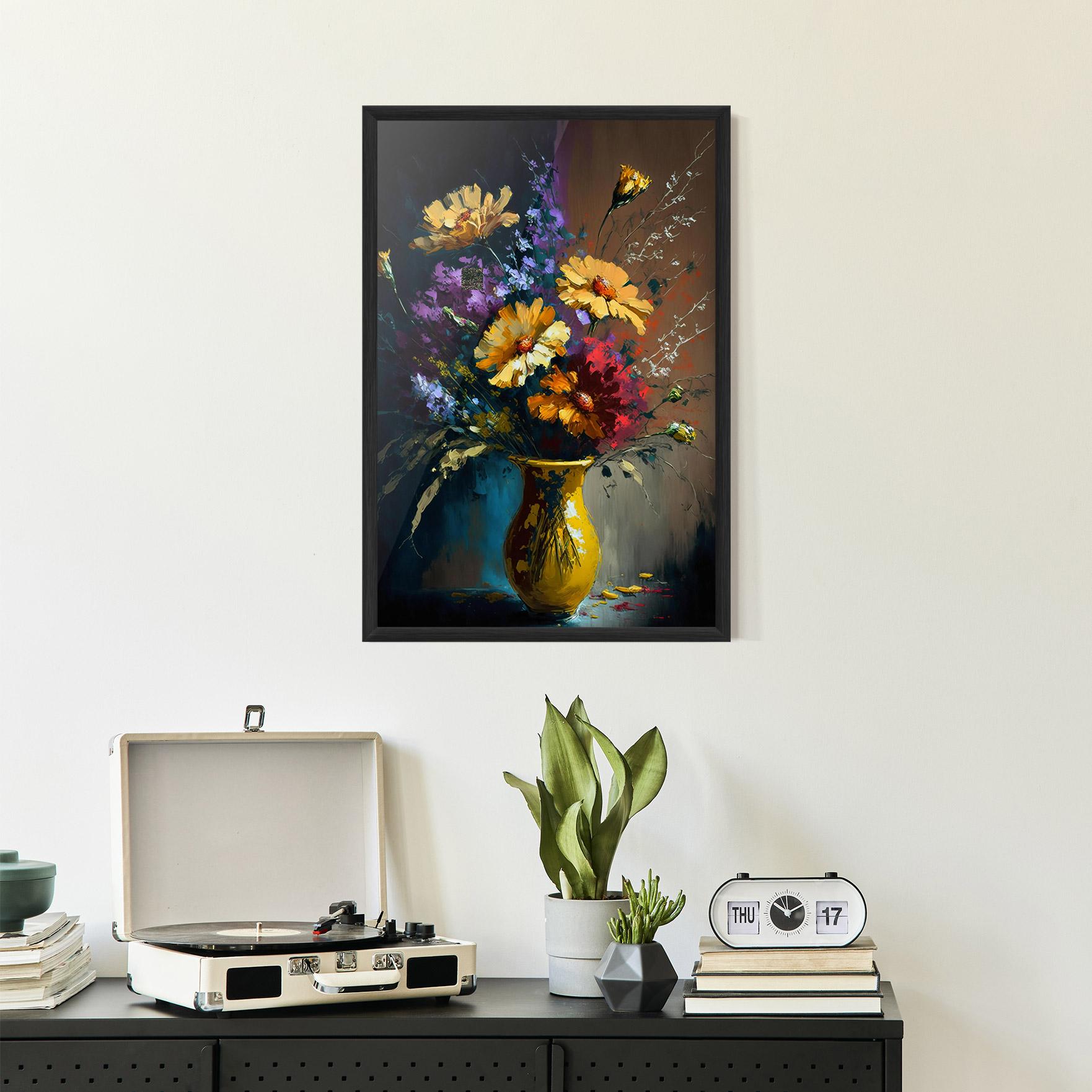 Gerahmte Poster Yellow Art Vase mockup 2