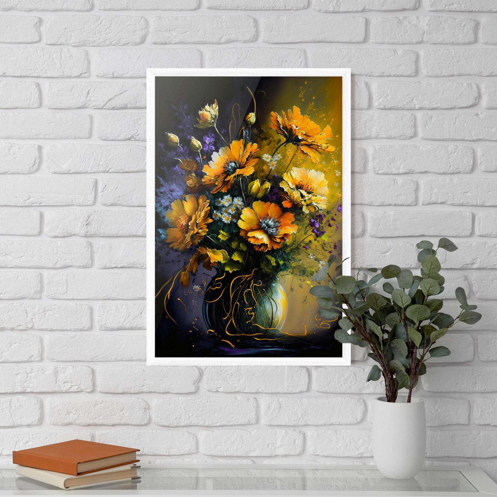 Gerahmte Poster Yellow Flower Art Vase mockup 5