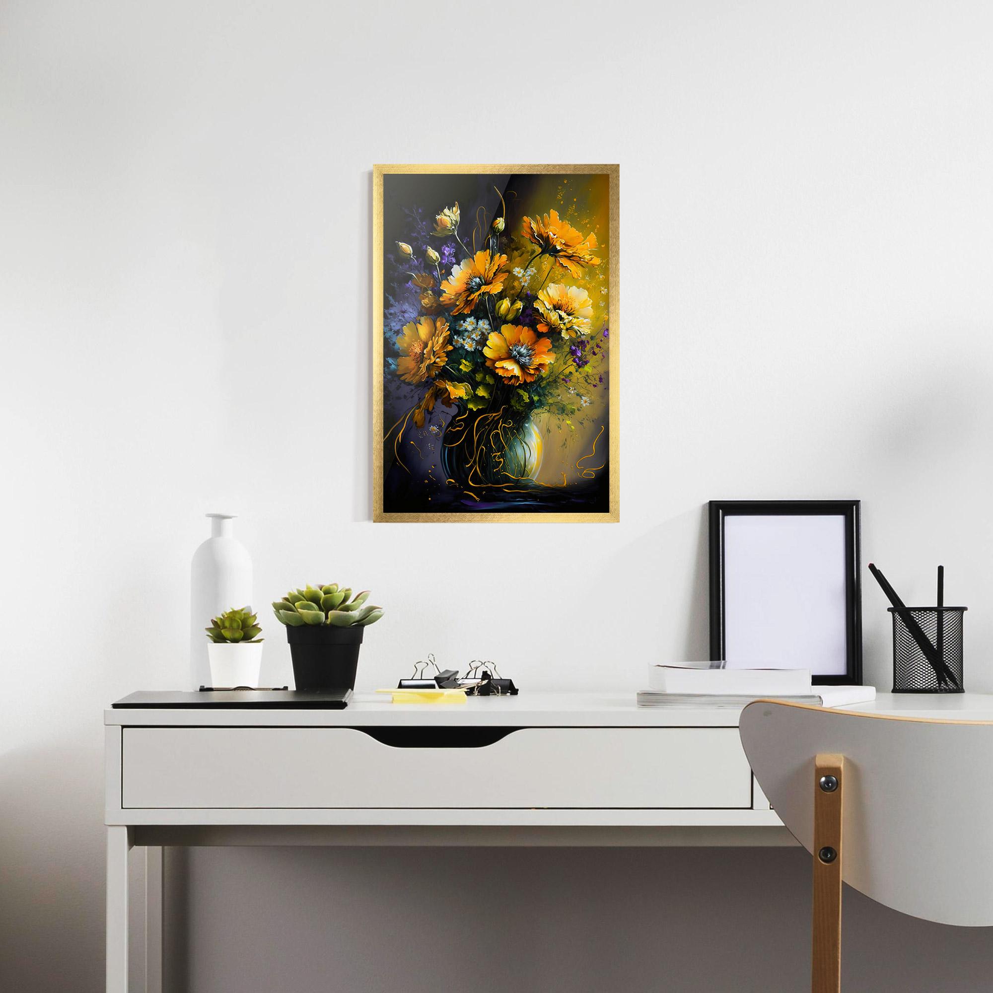 Gerahmte Poster Yellow Flower Art Vase mockup 7