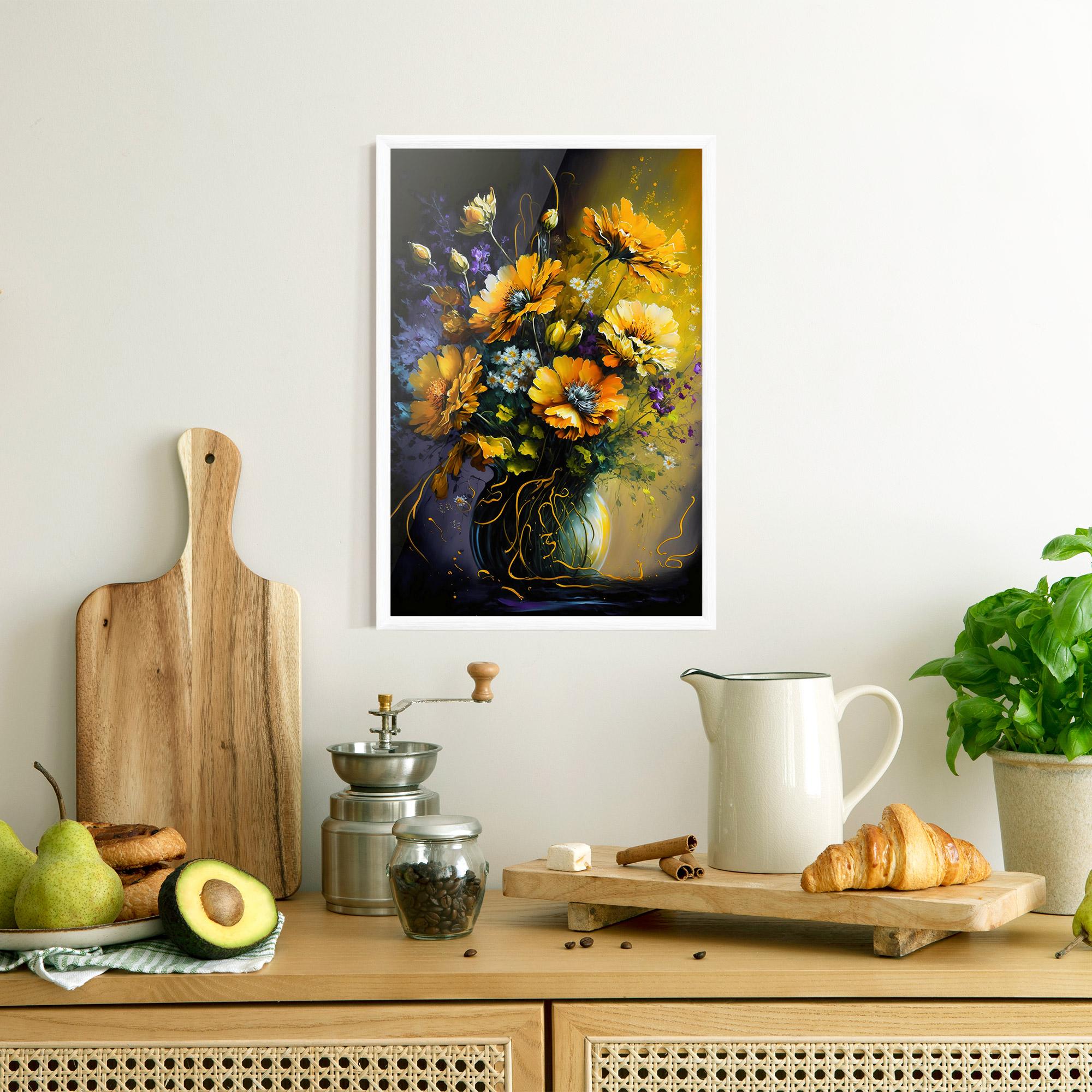 Gerahmte Poster Yellow Flower Art Vase mockup 8