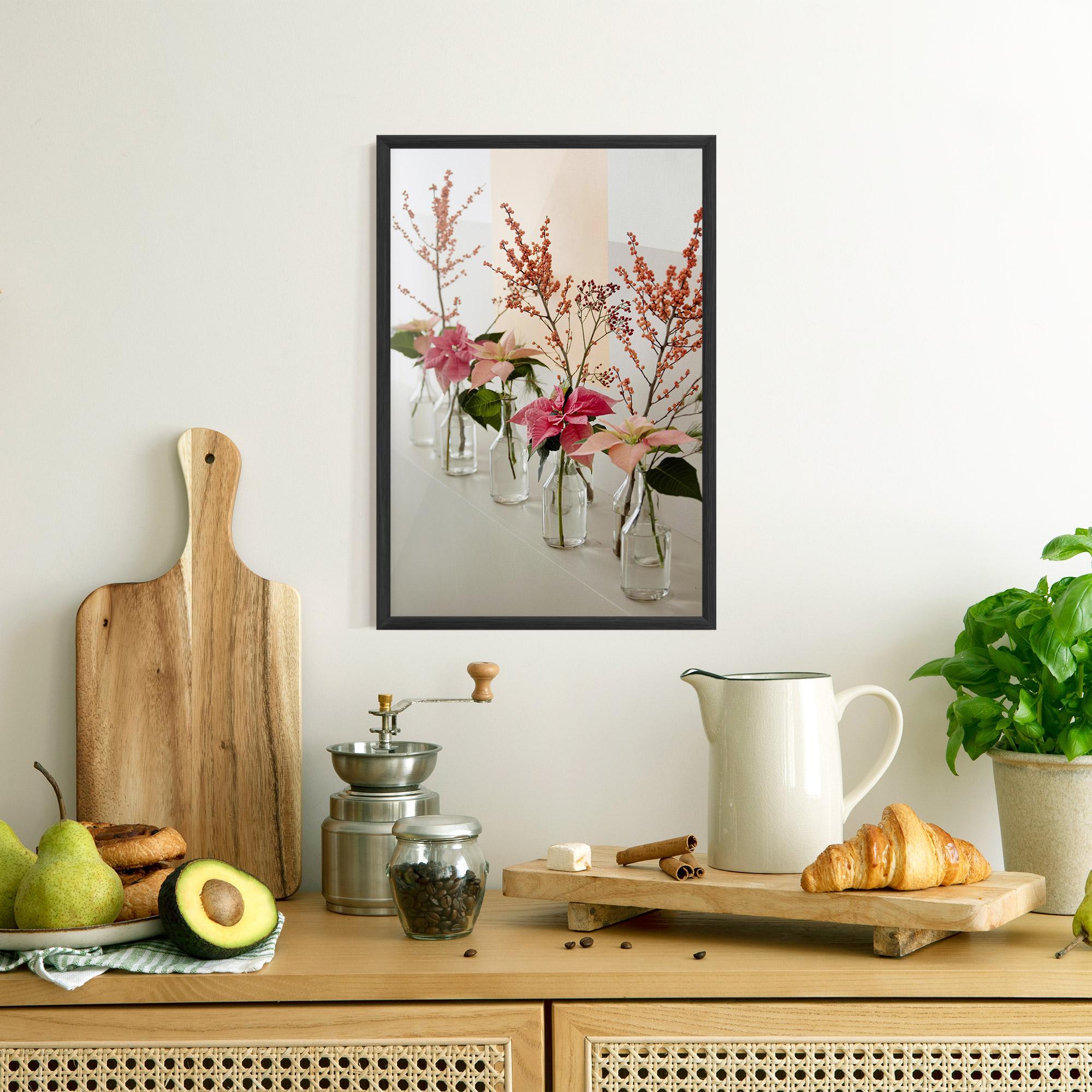 Gerahmte Poster Pink Red Flower Vase mockup 8