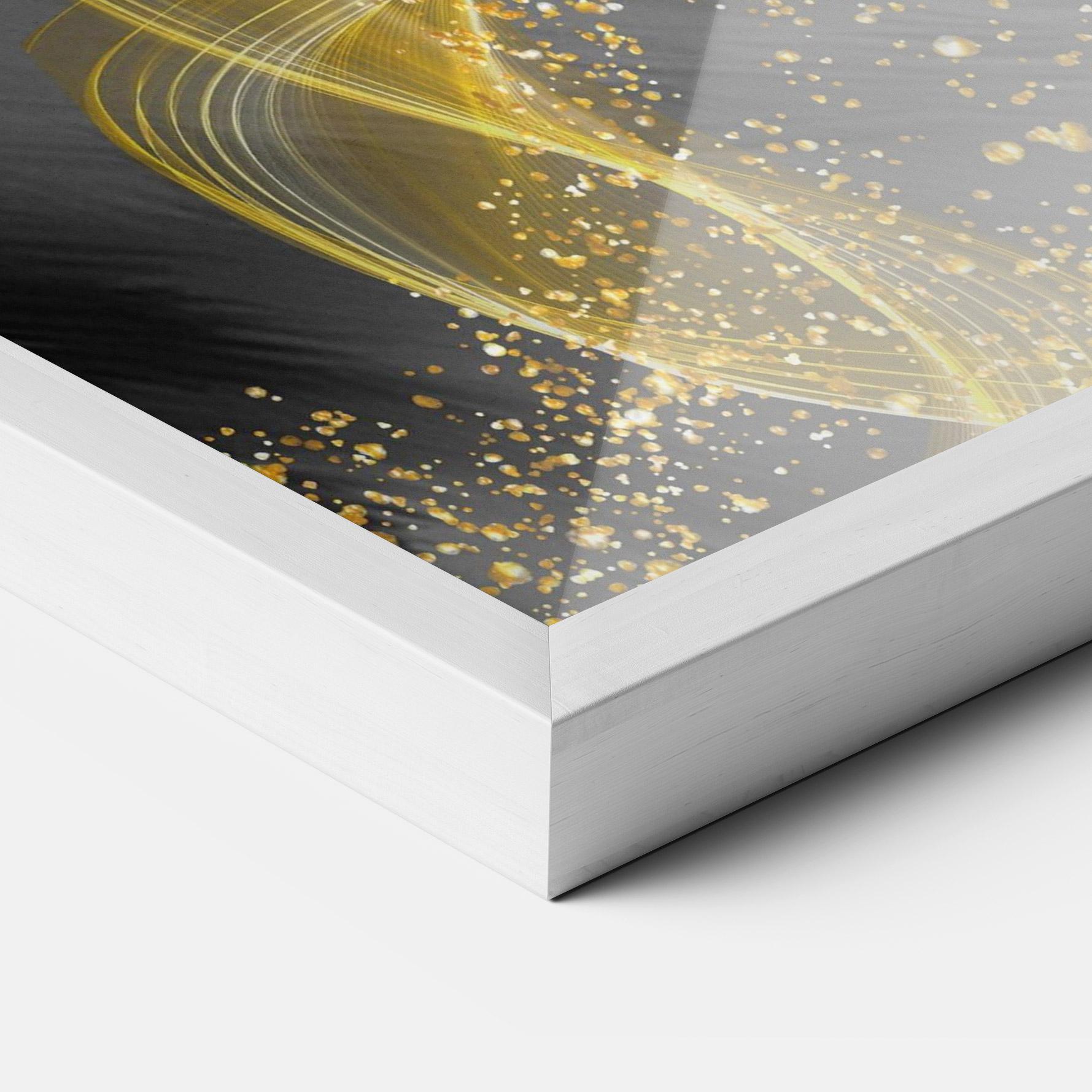 Gerahmte Poster Golden Leaves Blue mockup 3