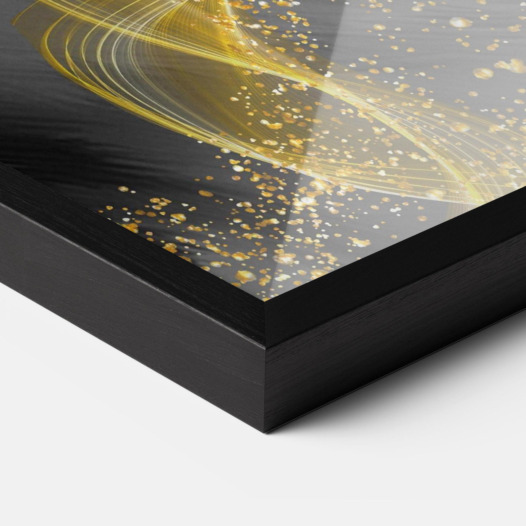 Gerahmte Poster Golden Leaves Blue mockup 3