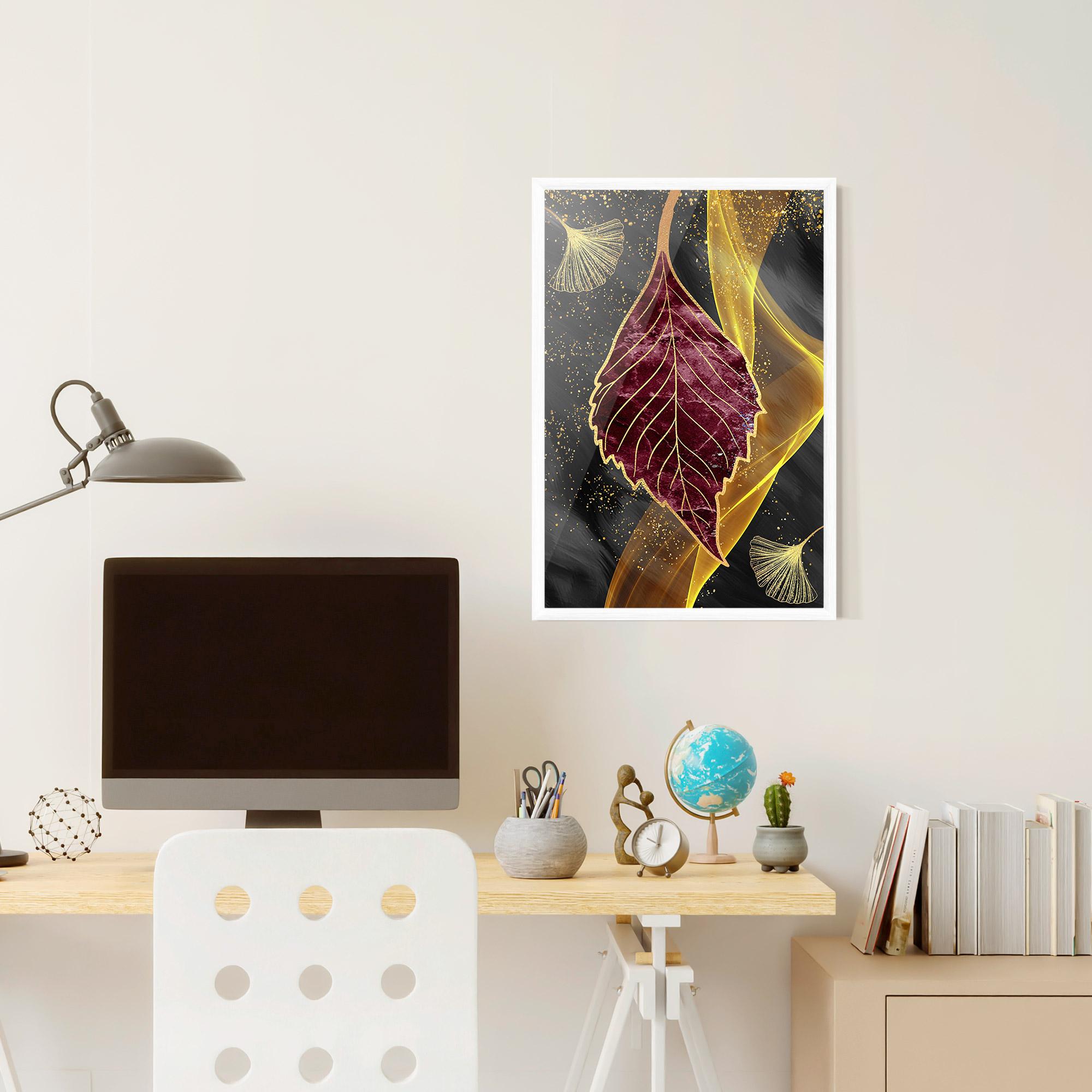 Gerahmte Poster Golden Leaves Red mockup 6
