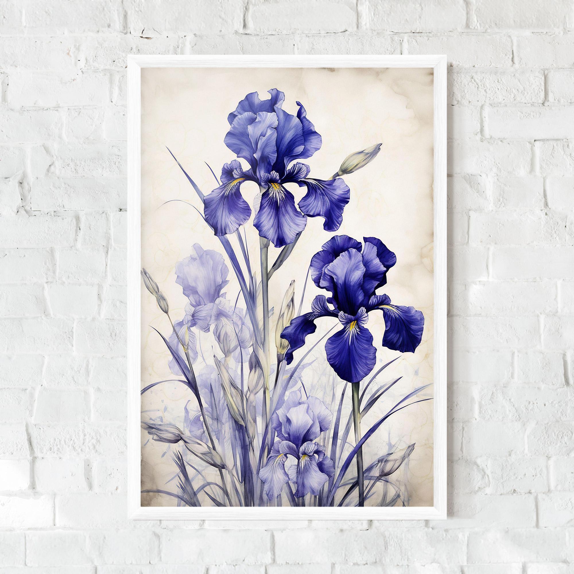 Gerahmte Poster Irises Painting mockup 0
