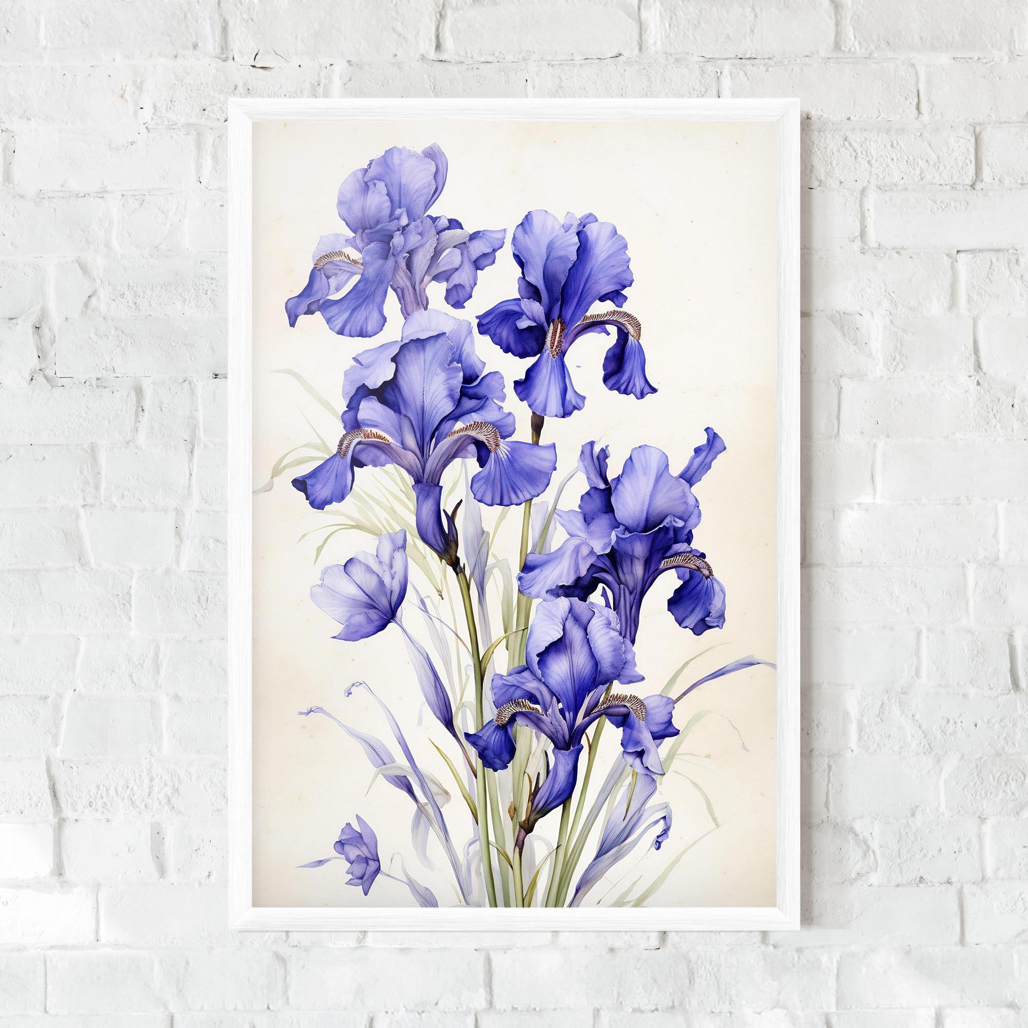 Gerahmte Poster Purple Iris On Cream mockup 0