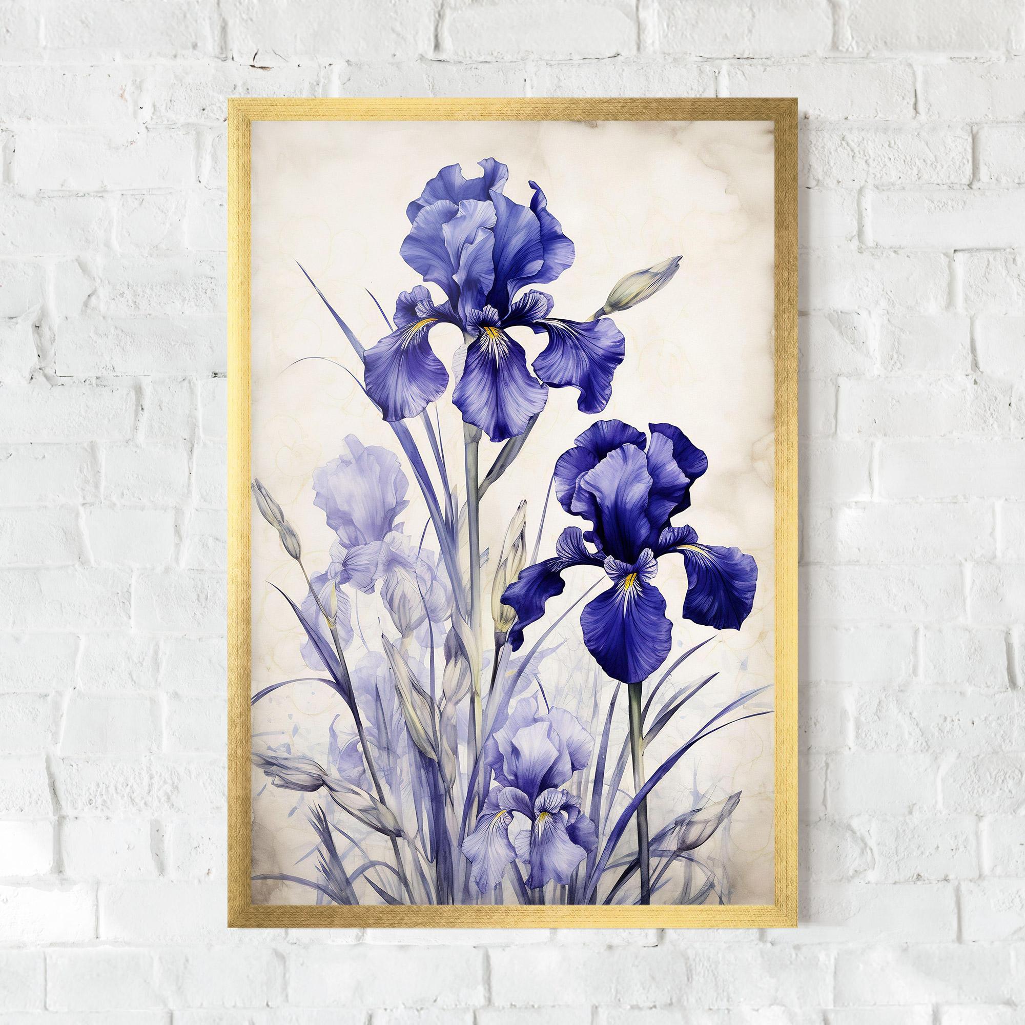 Gerahmte Poster Irises Painting mockup 0