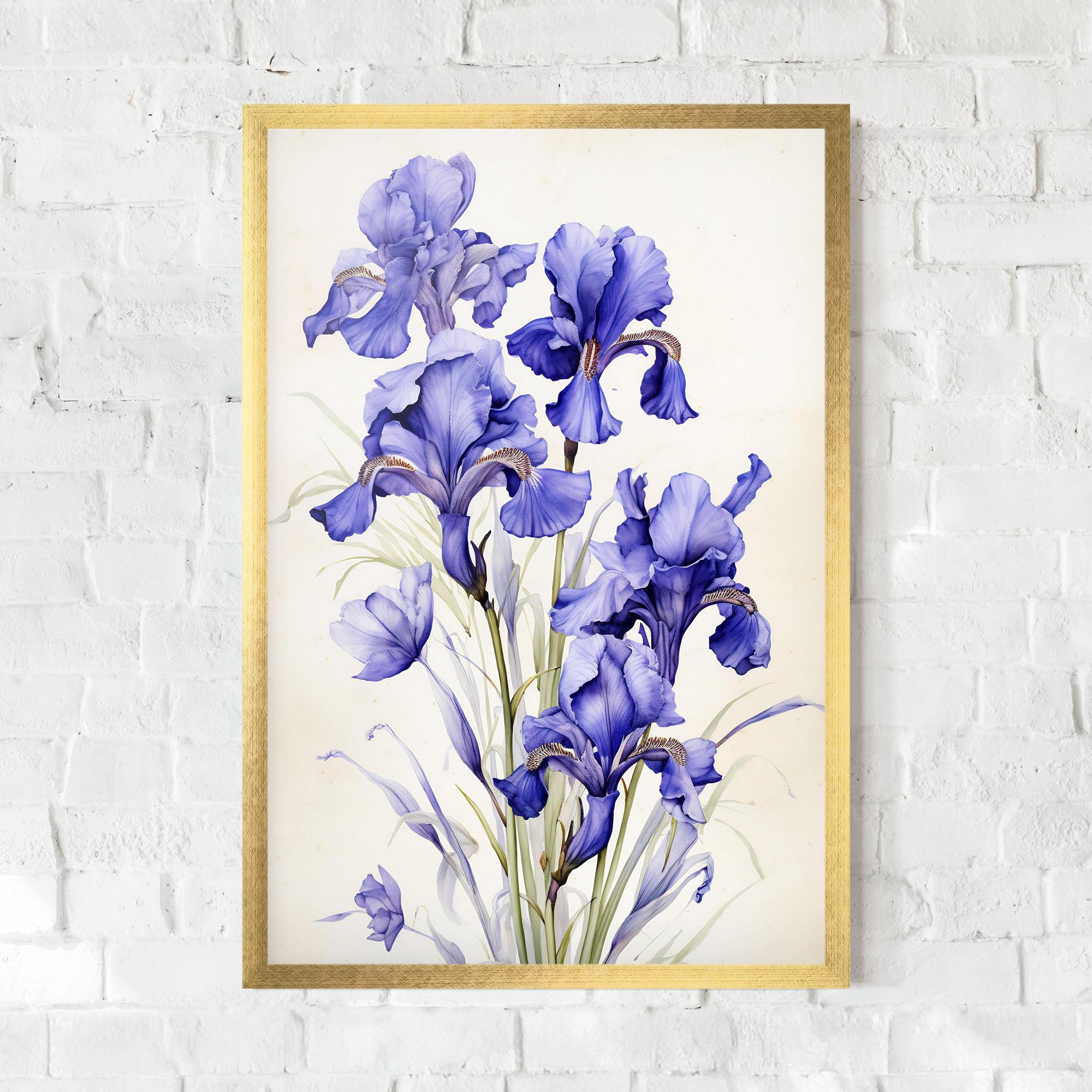 Gerahmte Poster Purple Iris On Cream mockup 0